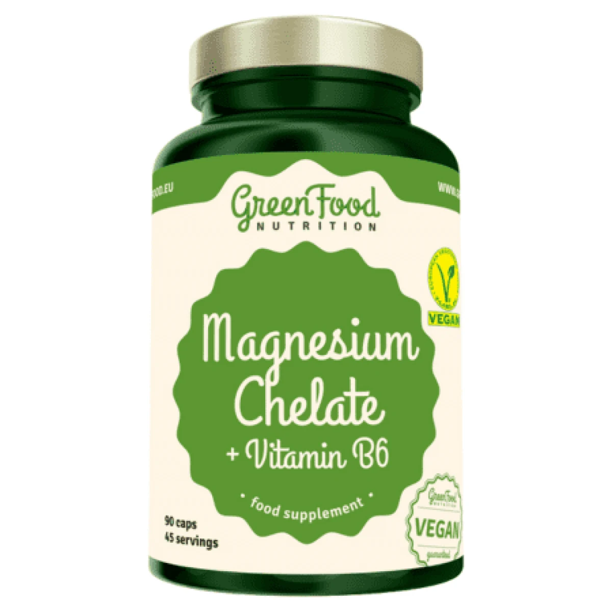 GREENFOOD Magnesium chelát + vitamin B6 90 kapsúl · záber 1