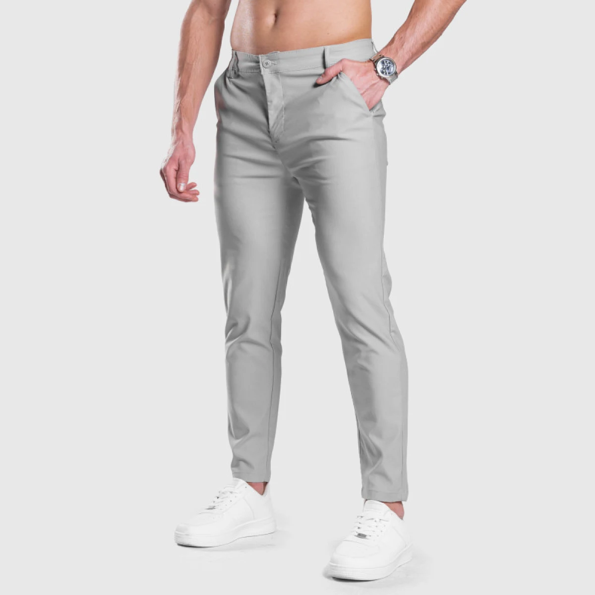 Strečové nohavice Iron Aesthetics Classy, sivé · záber 3