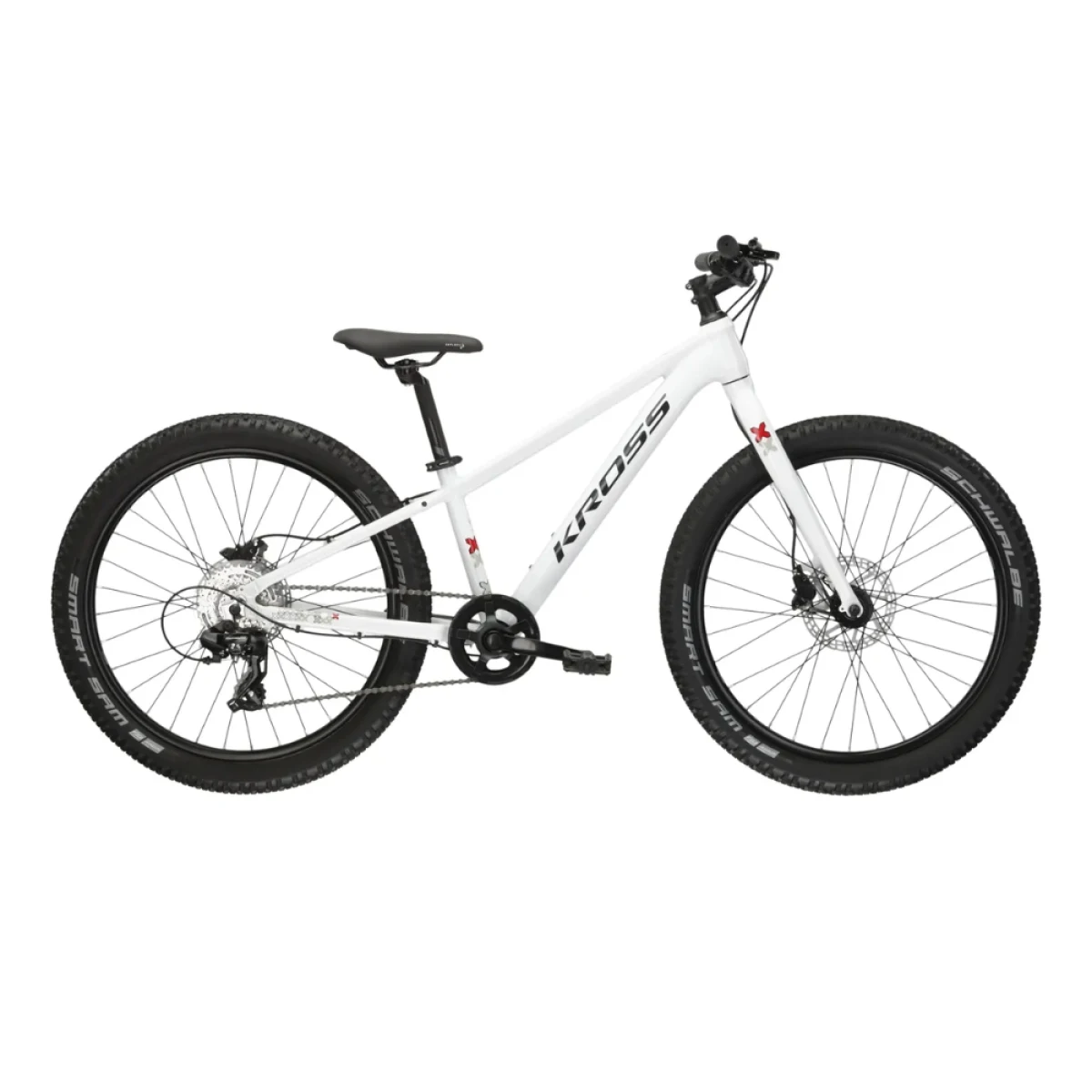 Kross Level JR 2.0 24" - model 2025 biela / čierna / lesk - S (12", 130-150 cm) - Veľkosť: 130-150, S, 24 | Farba: biela, čierna · záber 1