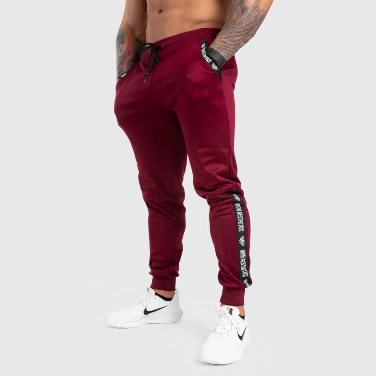 Jogger tepláky Iron Aesthetics Partial, bordové · záber 3