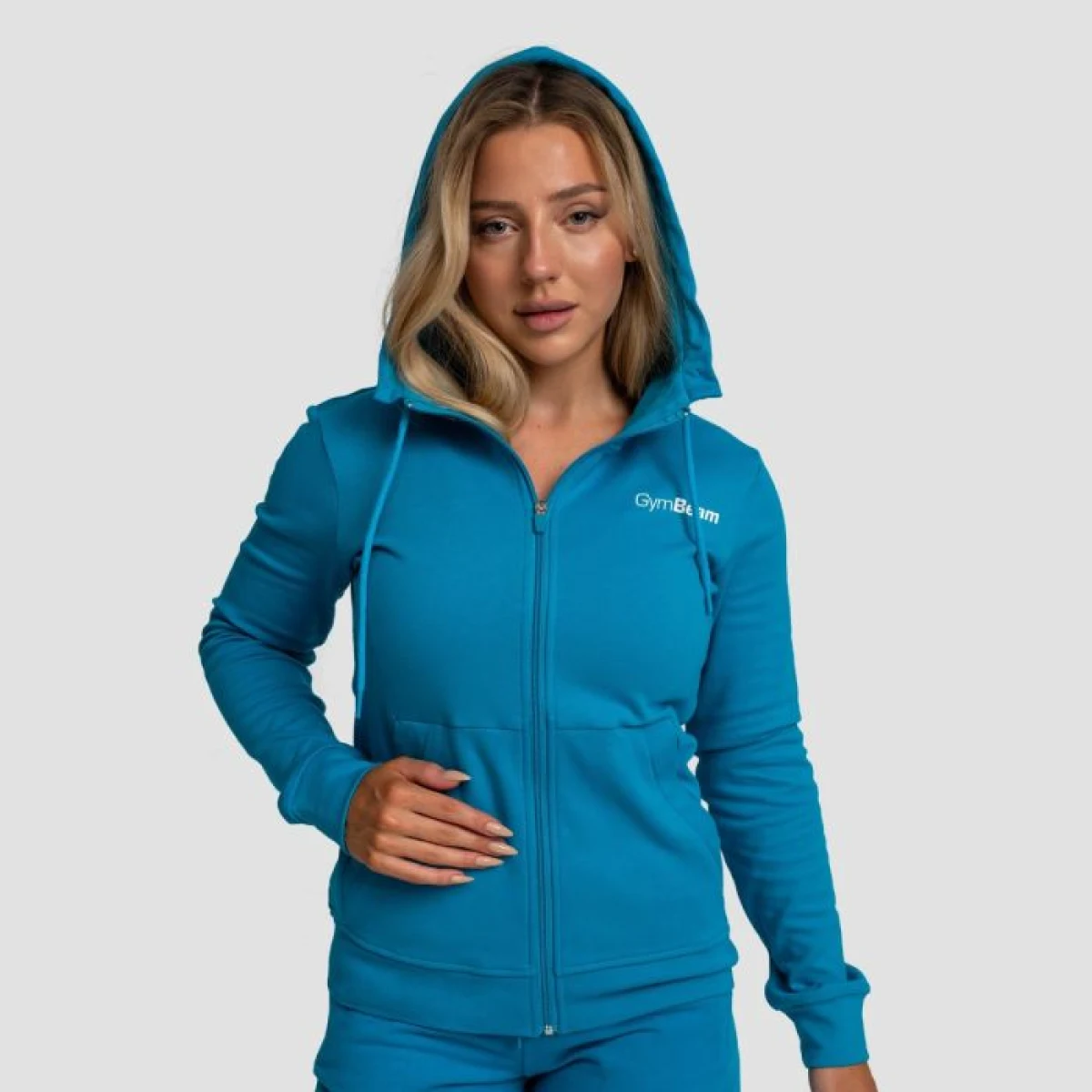 Дамски суичър с цип Limitless Aquamarine - GymBeam - Размер: XXL | Тегло: 0,532 g | Опаковка: 34 · záber 1