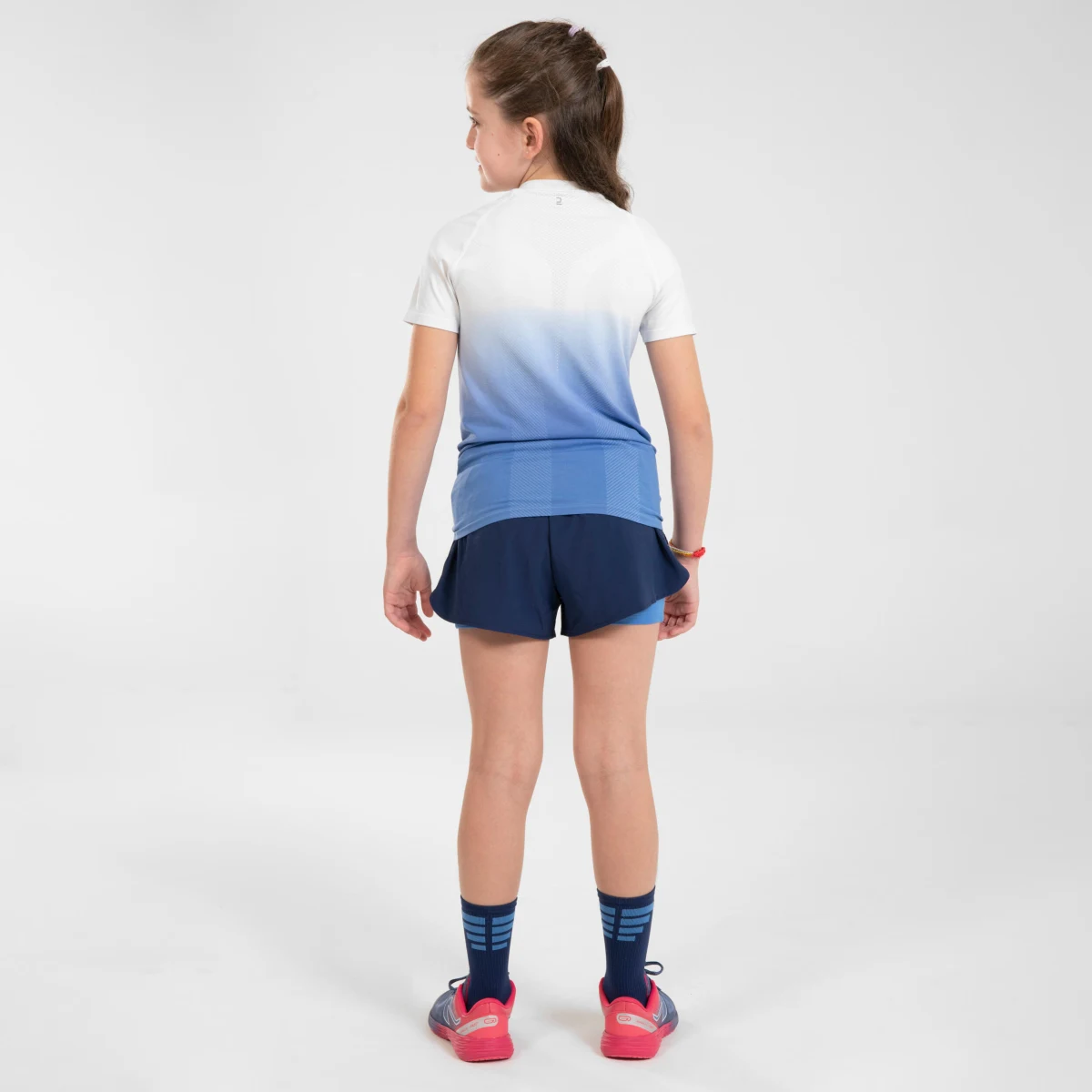 KIPRUN Dievčenské bežecké šortky Dry priliehavé priedušné 2 v 1 modré 12-13 r (149-159 cm) · záber 2