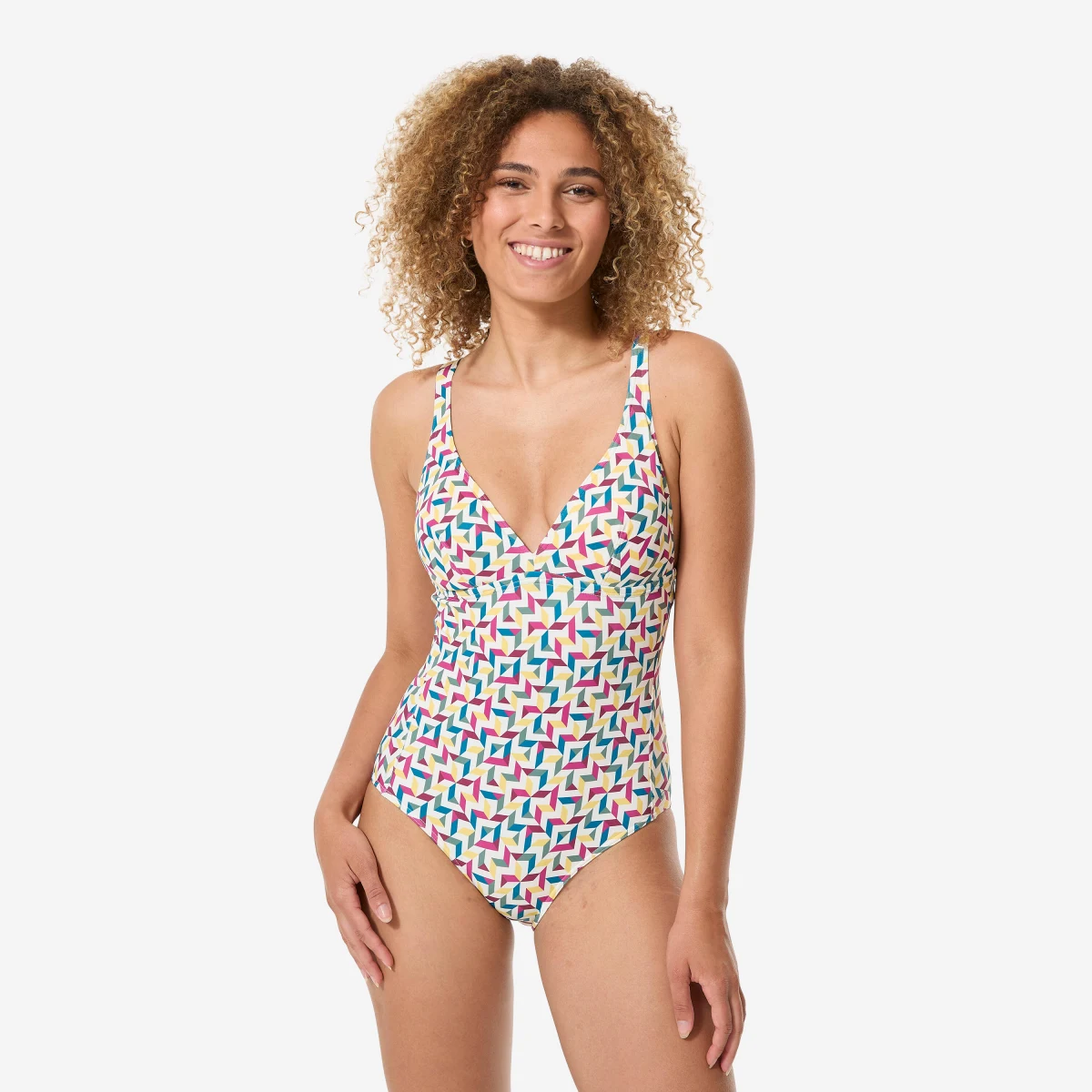 DECATHLON Dámske jednodielne plavky Daria Mosa na surfovanie béžové XL-2XL · záber 1
