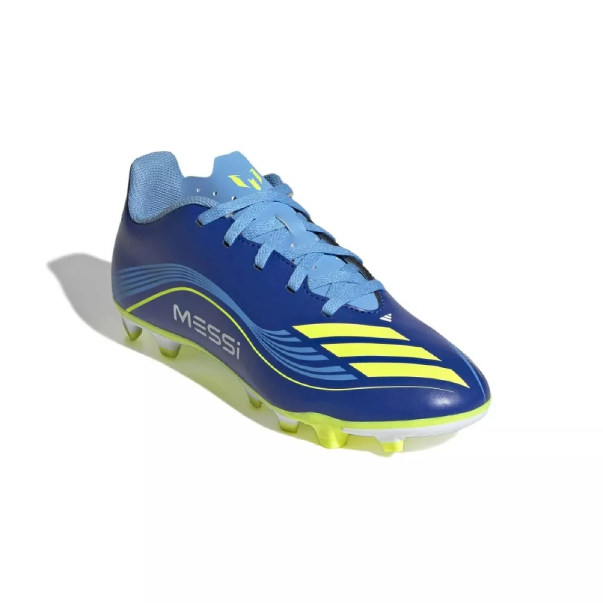 Chlapčenské futbalové kopačky outdoorové ADIDAS F50 Messi Club Jr FG MG team royal blue solar yellow semi blue burst · záber 2