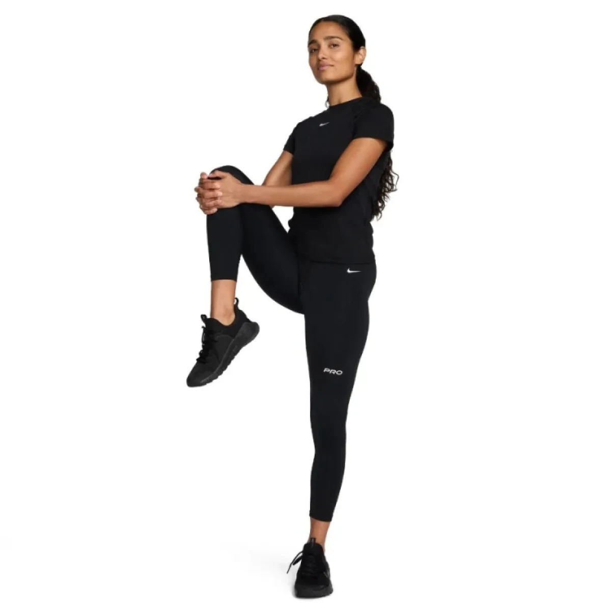 Dámské legíny NIKE PRO W NP DF MR 7 8 TIGHT TT-010 BLACK IRON GREY WHITE WHITE · záber 2