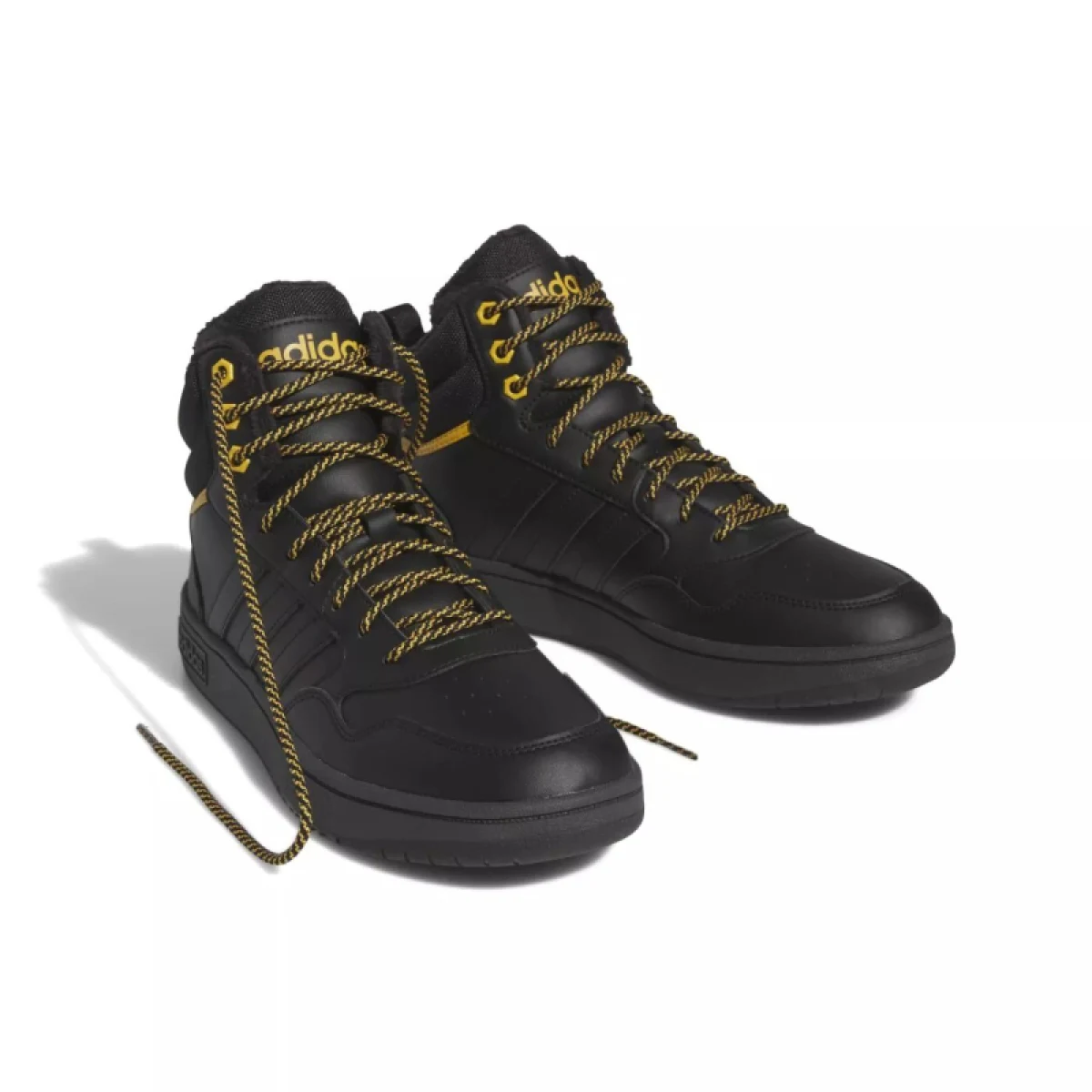 Pánské kotníkové zimní boty ADIDAS Hoops 3.0 Mid WTR core black core black preloved yellow · záber 3
