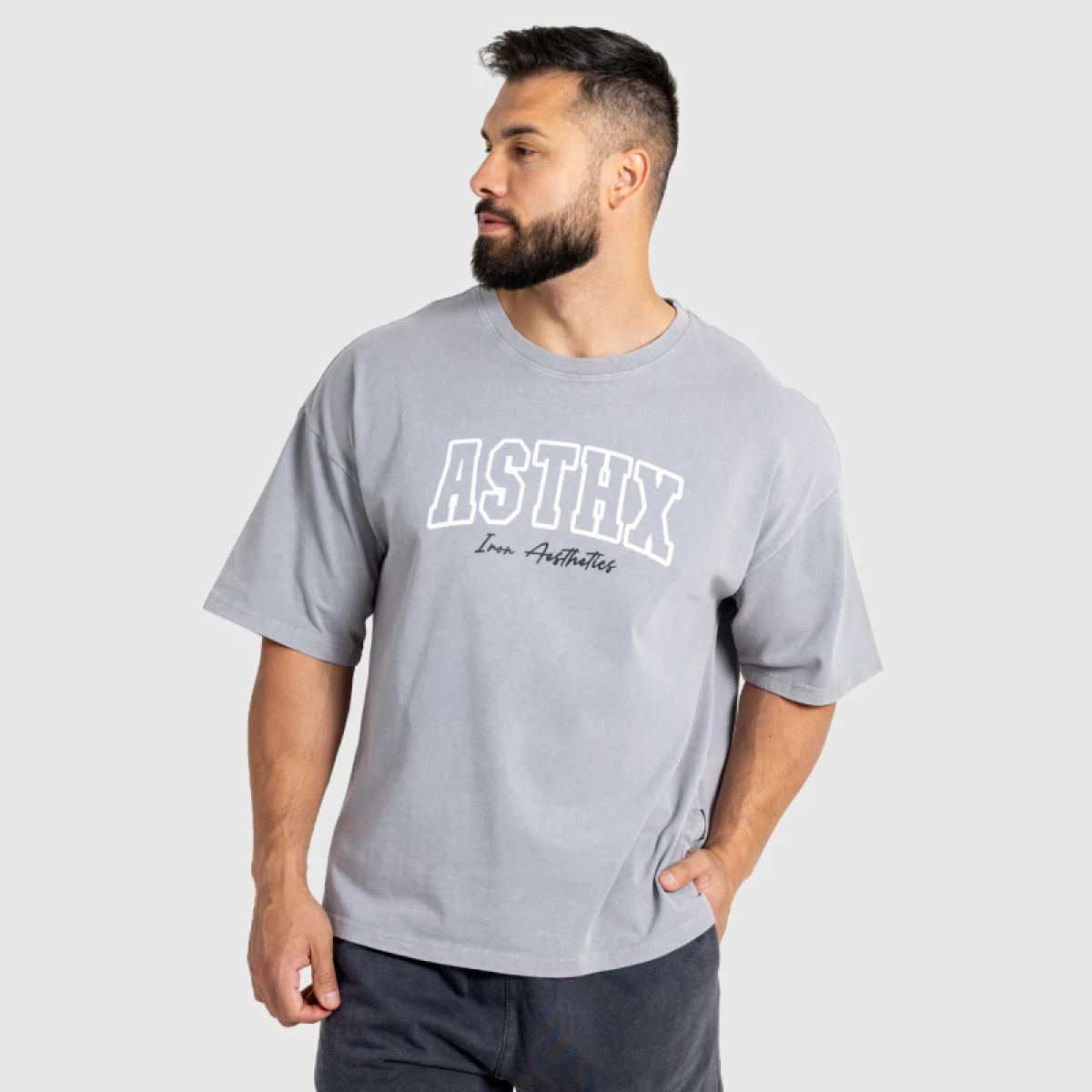 Férfi póló Iron Aesthetics ASTHX, washed grey · záber 2