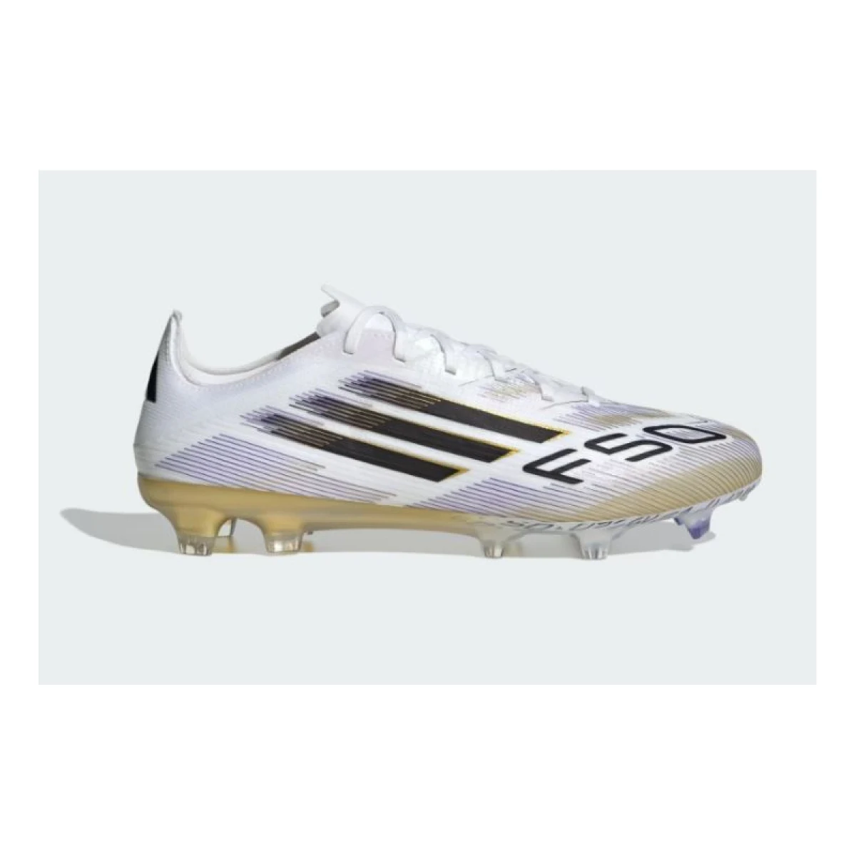 Pánske futbalové kopačky outdoorové ADIDAS F50 Pro M FG cloud white core black gold metallic · záber 2