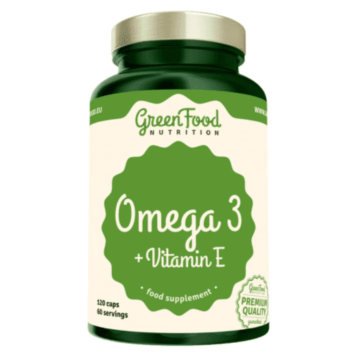 GREENFOOD Omega 3 + vitamín E 120 kapsúl · záber 1