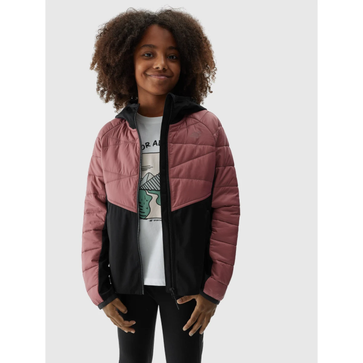 Dívčí turistická softshellová bunda 4F JUNIOR TECHNICAL JACKET-JAW23TTJAF280-54S-PINK · záber 2