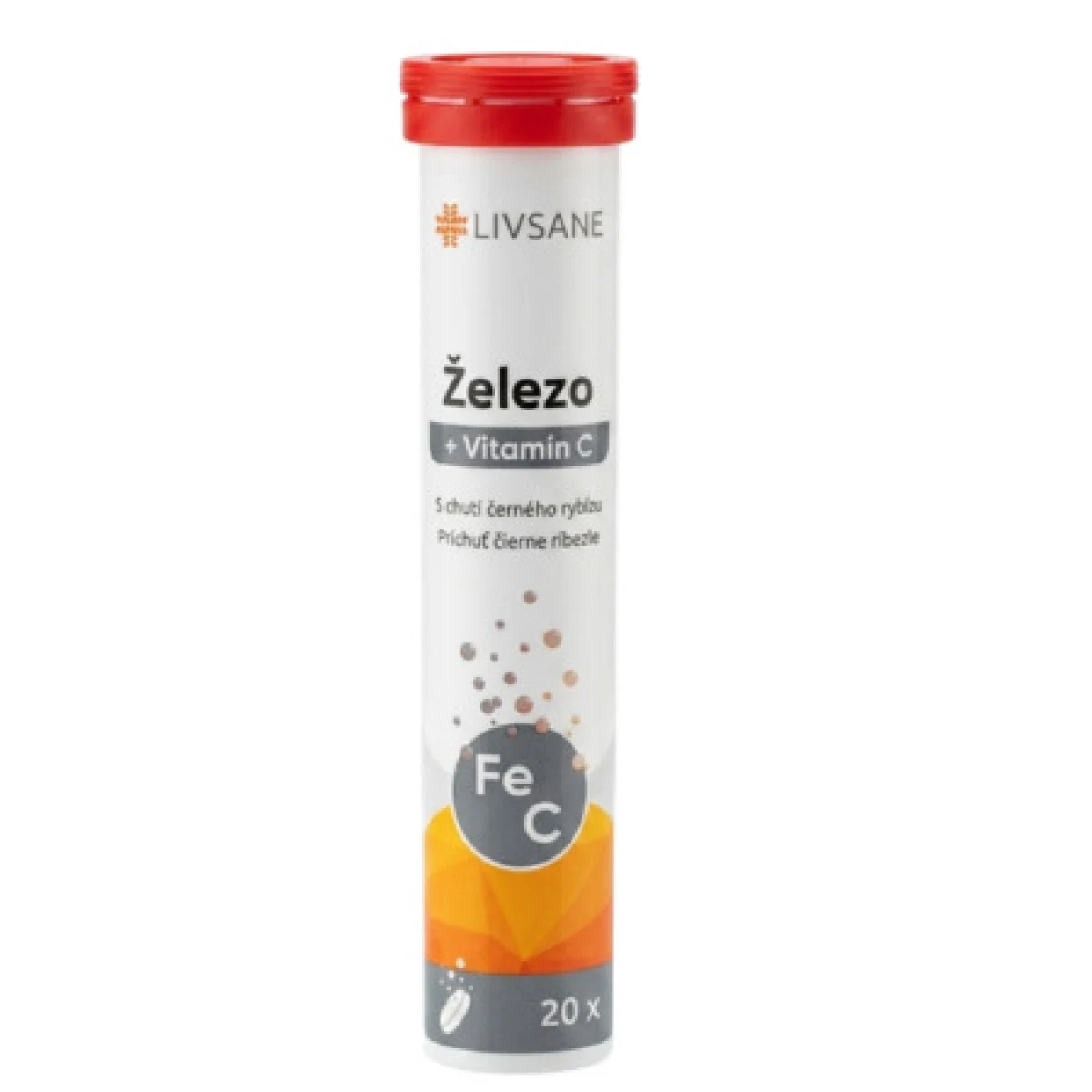 LIVSANE Železo + vitamín C 20 šumivých tabliet · záber 1