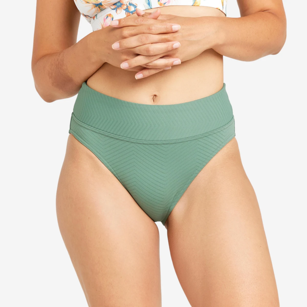 DECATHLON Spodný diel plaviek s vysokým pásom Nora Venice zelené S · záber 1