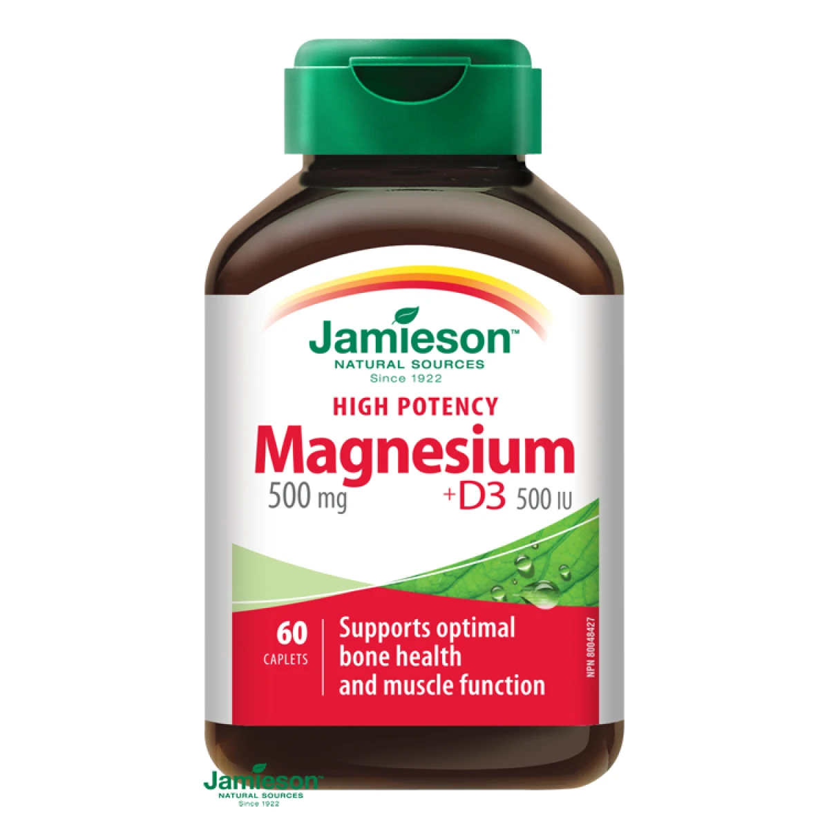 Jamieson Magnesium 500 mg + Vitamin D3 500 IU High Potency 60tbl · záber 1