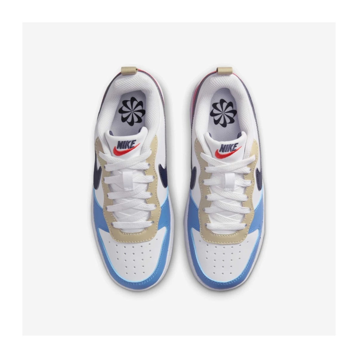 Chlapecká rekreační obuv NIKE Court Borough Low Recraft Jr white light crimson blue beyond thunder blue · záber 4