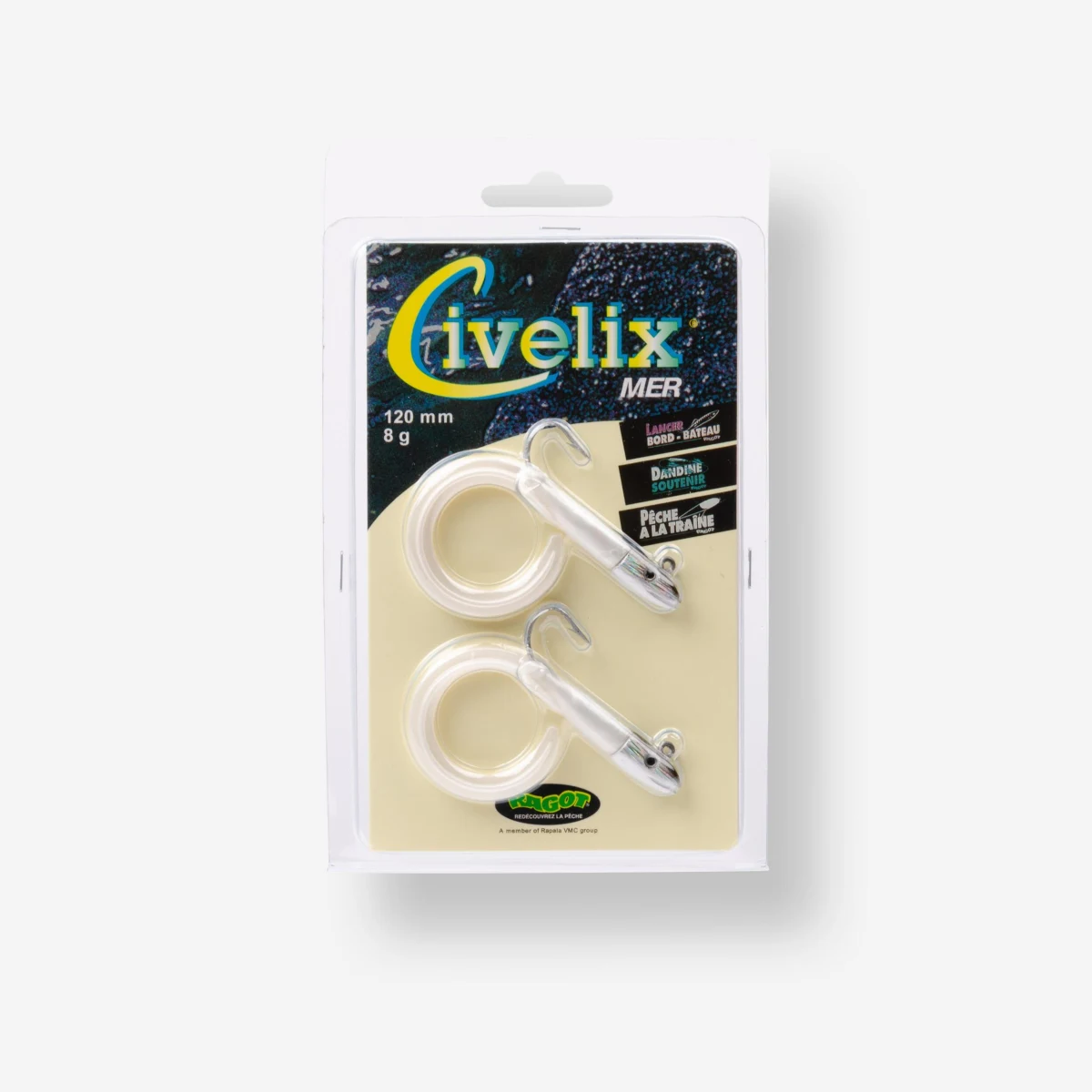 RAGOT Umelá nástraha na morský rybolov Civelix 12 cm 8 g biela 2 ks · záber 2