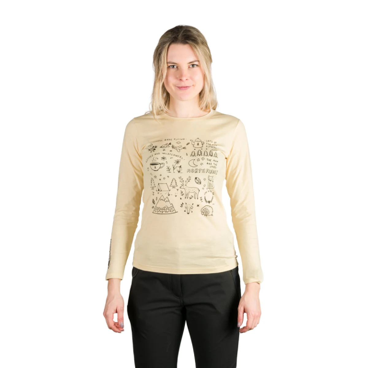 Dámske turistické tričko s dlhým rukávom NORTHFINDER RIYA-529creamwhite · záber 3