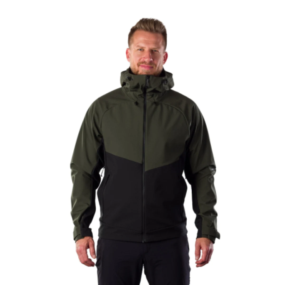 Pánska turistická bunda s kapucňou NORTHFINDER CLIFTON 550blackdarkgreen · záber 1