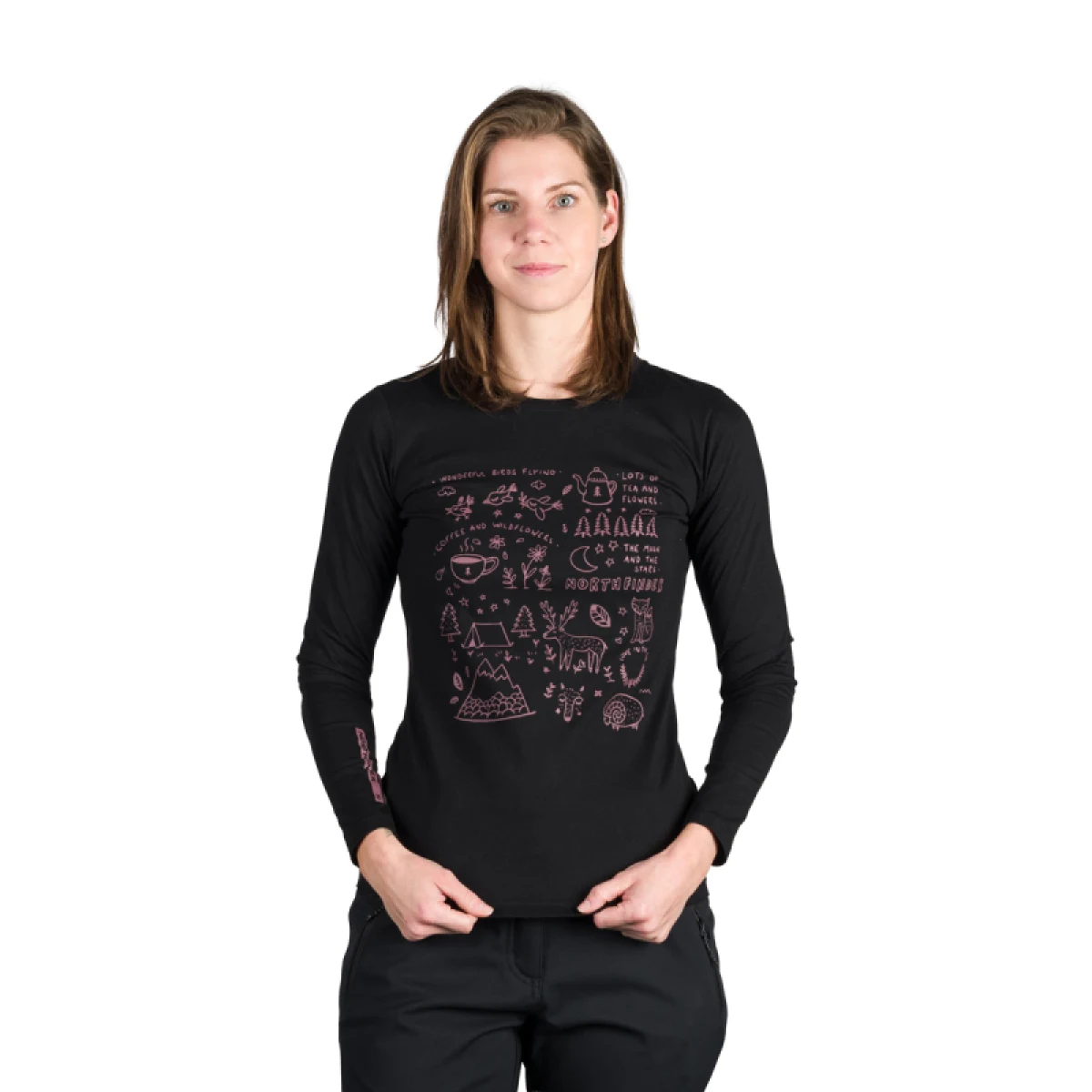 Dámske turistické tričko s dlhým rukávom NORTHFINDER RIYA-269black · záber 2