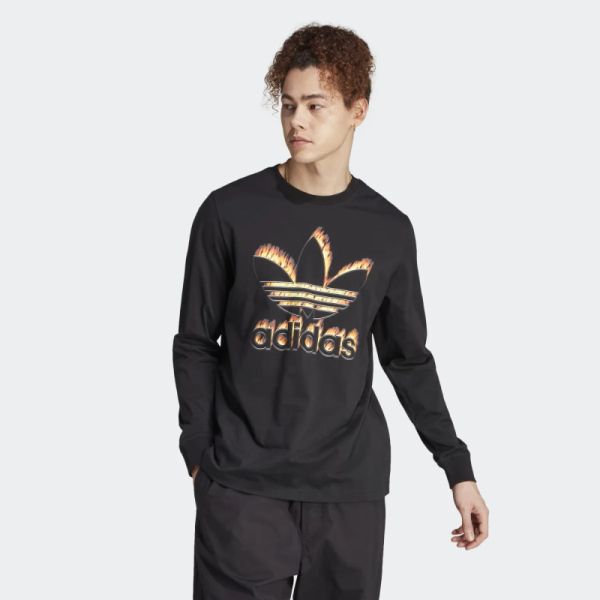 Pánské tričko s dlouhým rukávem ADIDAS ORIGINALS TS FIRE LS TEE-IL5196-black · záber 2