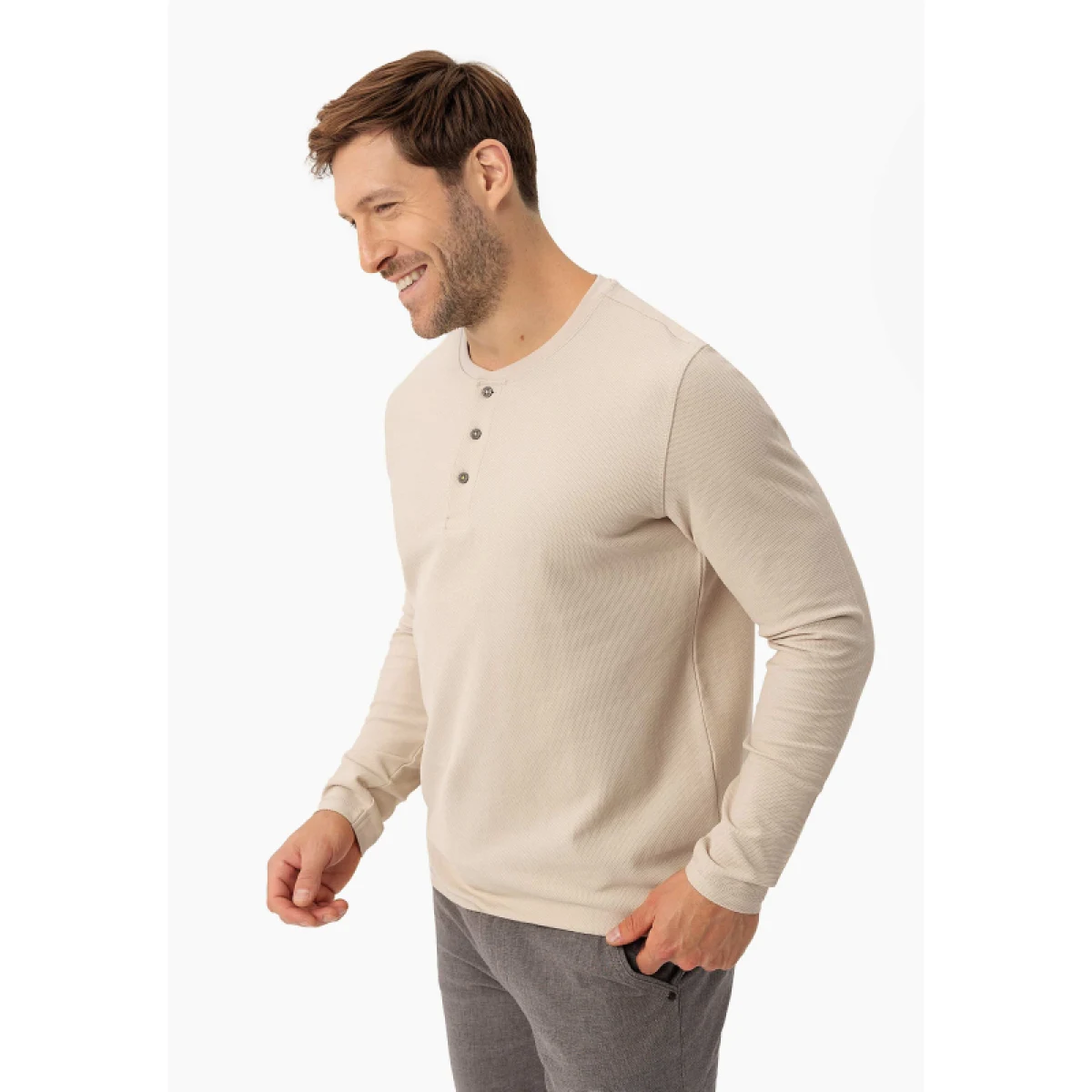 Pánske tričko s dlhým rukávom VOLCANO L-ONYX-CREAM · záber 2
