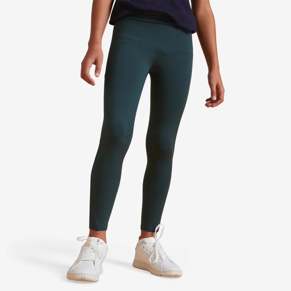 FOUGANZA Detské jazdecké legíny 500 fullgrip zelené 8 rokov · záber 1
