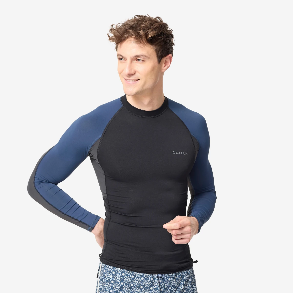 DECATHLON Pánske tričko s UV ochranou 500 s dlhým rukávom čierno-modré XL · záber 1