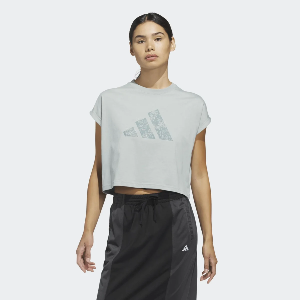 ADIDAS ADIDAS dámske crop top tričko čierne L · záber 1