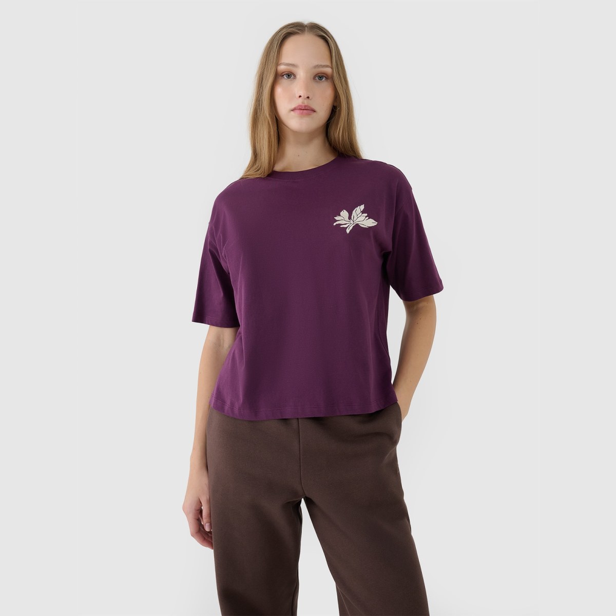 Dámske oversize tričko s potlačou - fialová · záber 1