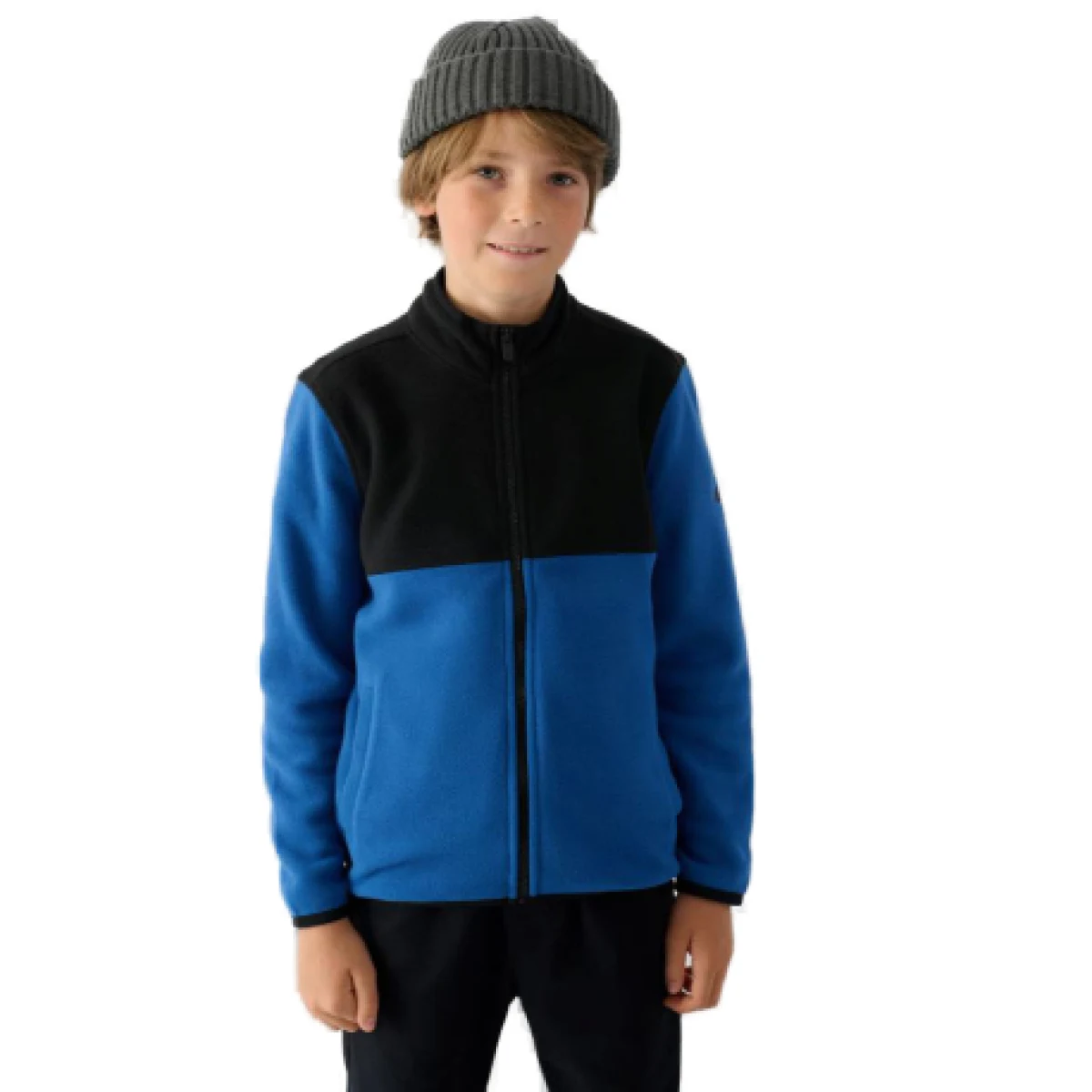 Chlapecká fleecová mikina se zipem 4F JUNIOR FLEECE-JWAW24TFLEM212-32S-DENIM · záber 1
