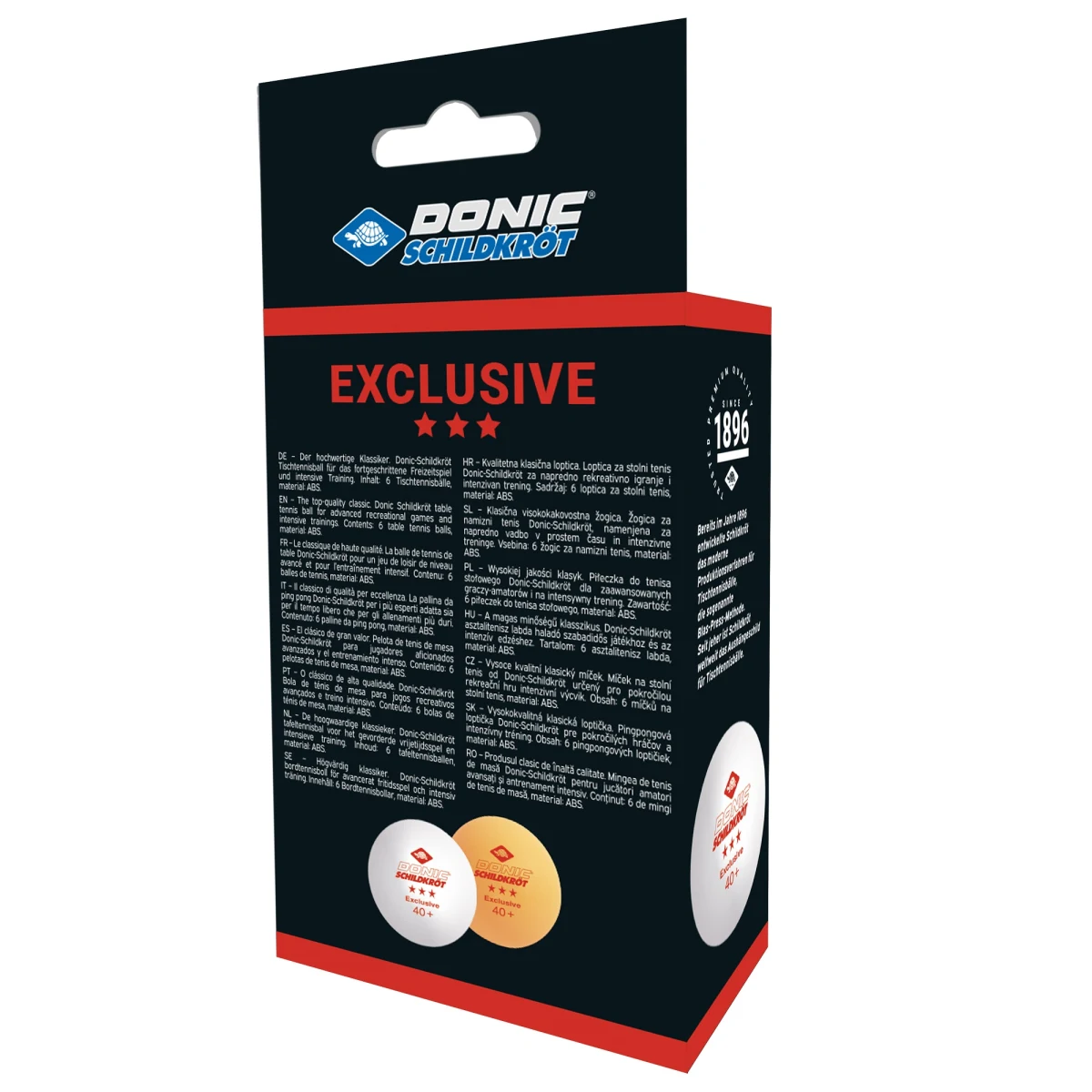 Loptičky na stolný tenis SCHILDKROT Exclusive 3-star Poly 40+ 6ks · záber 2