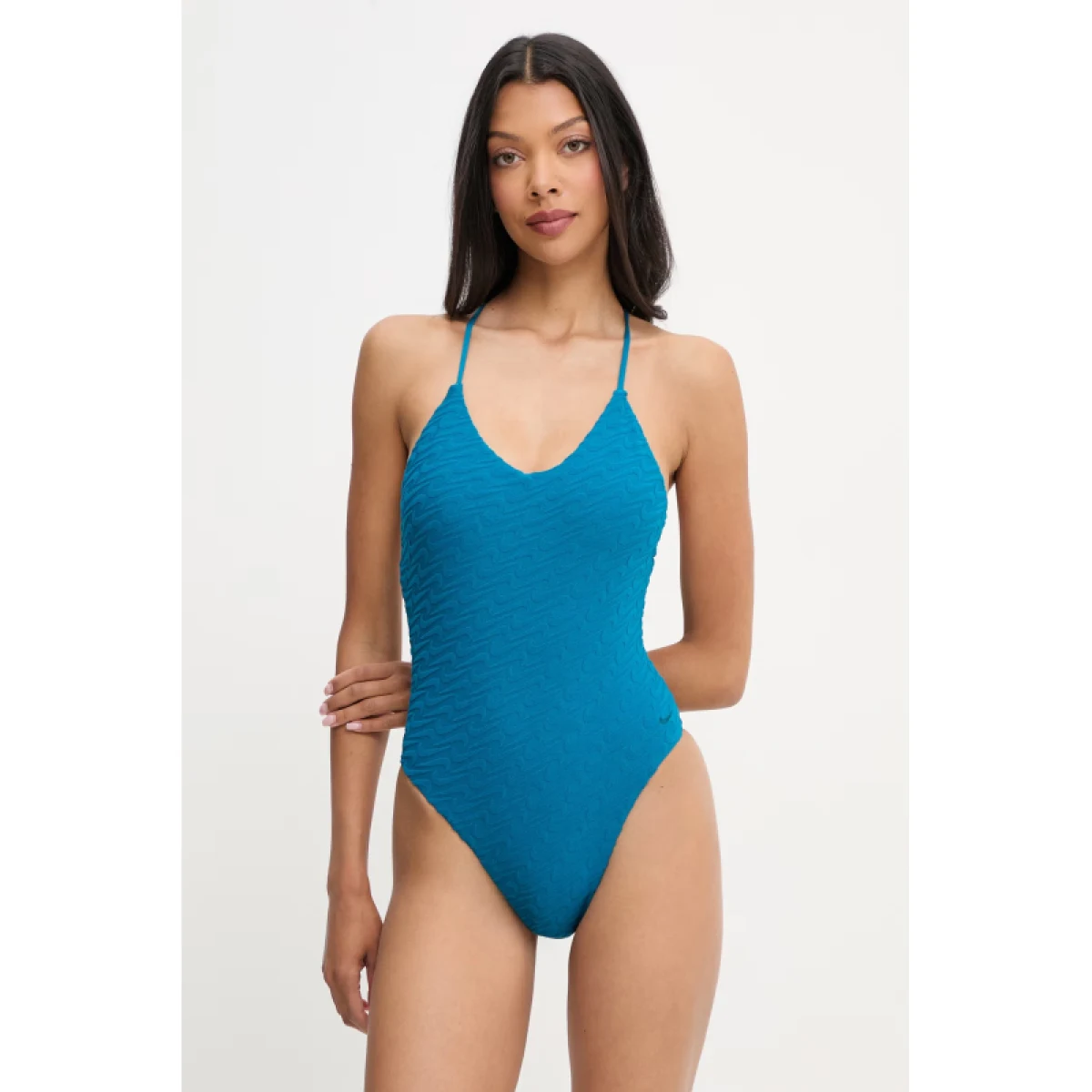 Női egyrészes fürdőruhák NIKE SWIM Swoosh Terry Towelling GREEN ABYSS · záber 2