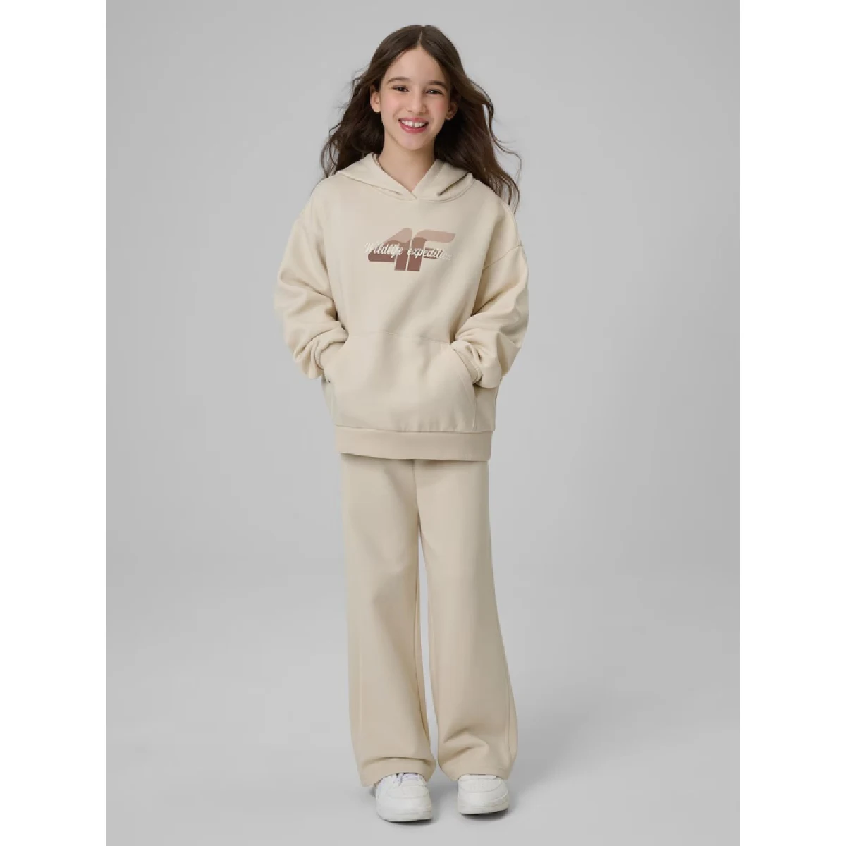 Dievčenská mikina s kapucňou 4F JUNIOR SWEATSHIRT F2270-83S-BEIGE · záber 5