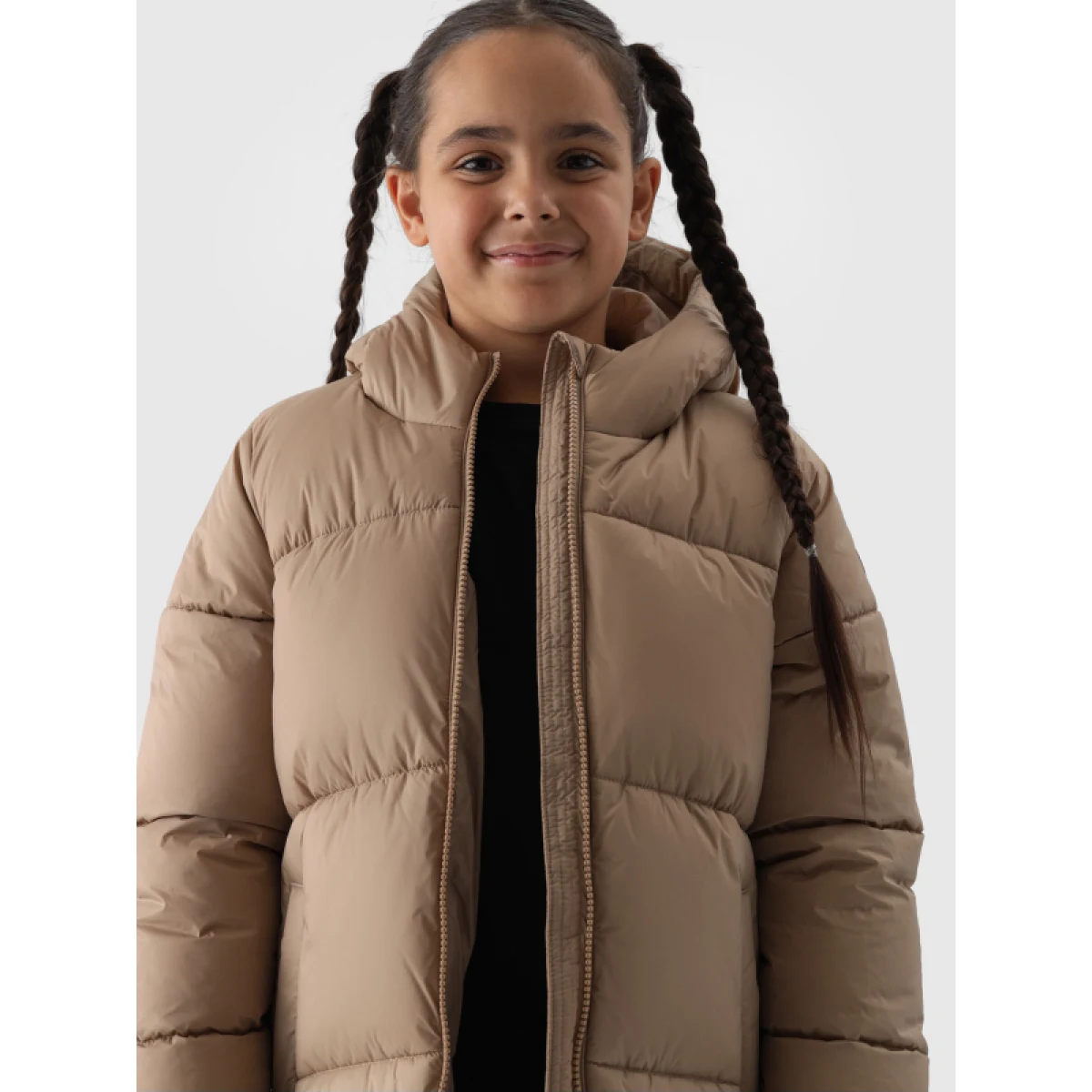 Dívčí bunda 4F JUNIOR DOWN JACKET-JWAW24TDJAF455-83S-BEIGE · záber 3