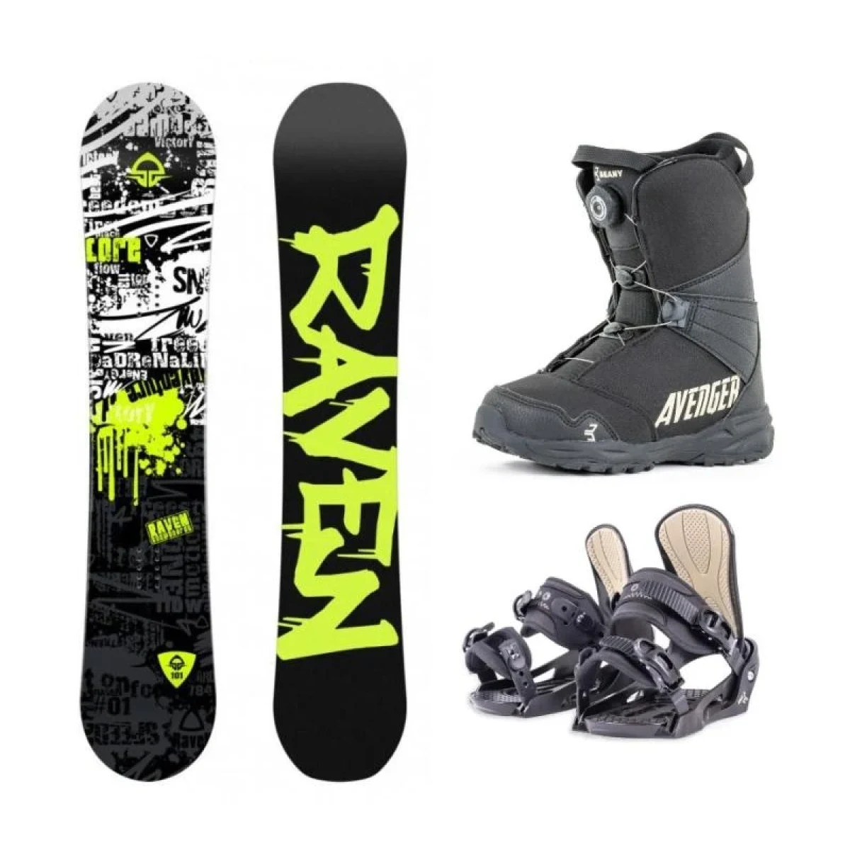 Raven Core Junior mini snowboard + Beany Junior vázání + Beany Avenger BS boty · záber 1