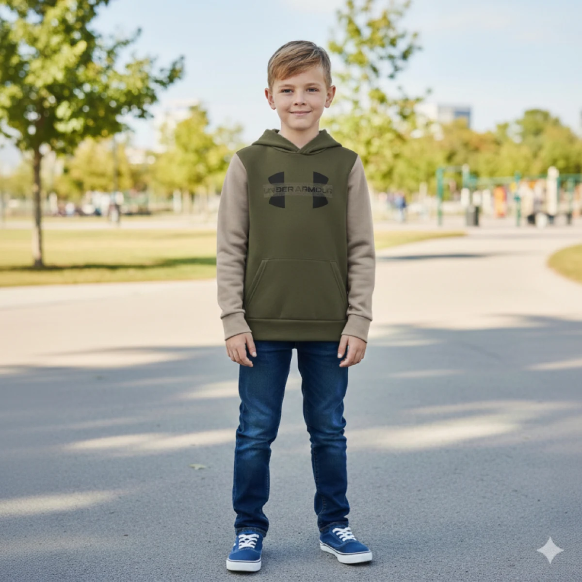 Chlapčenská zateplená mikina s kapucňou UNDER ARMOUR UA Rival Flc Cblck Grphc HD · záber 4