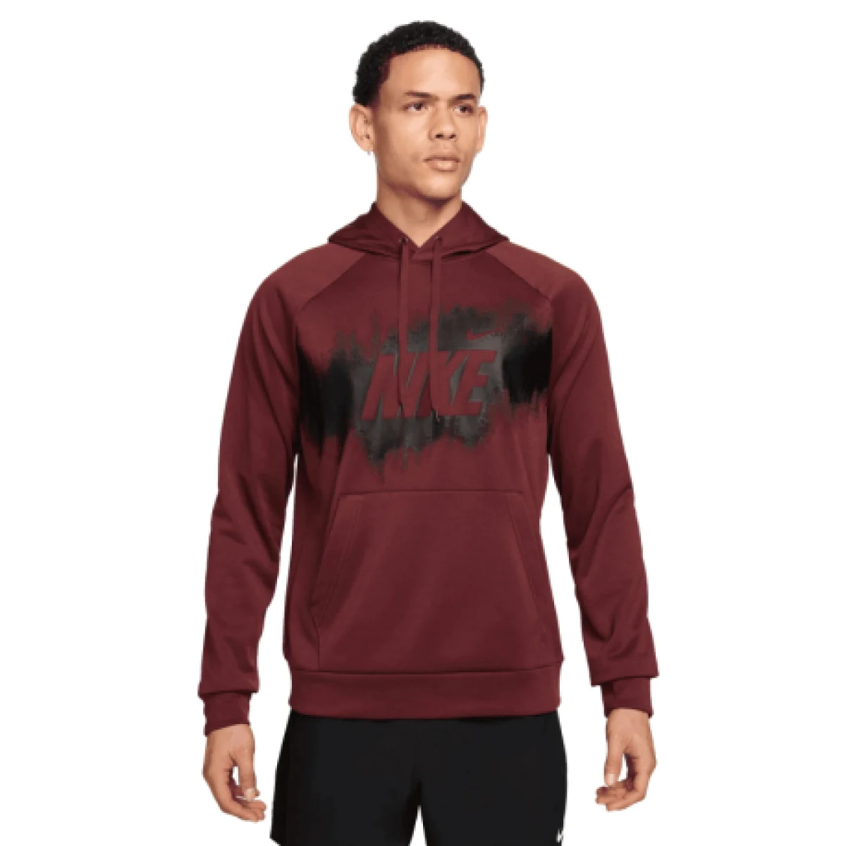 Pánska zateplená tréningová mikina s kapucňou NIKE M NK TF FLEECE PO HD GFX DARK TEAM RED · záber 1