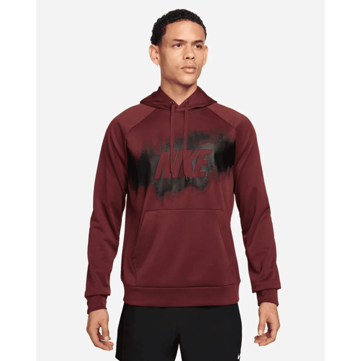 Pánska zateplená tréningová mikina s kapucňou NIKE M NK TF FLEECE PO HD GFX DARK TEAM RED · záber 2