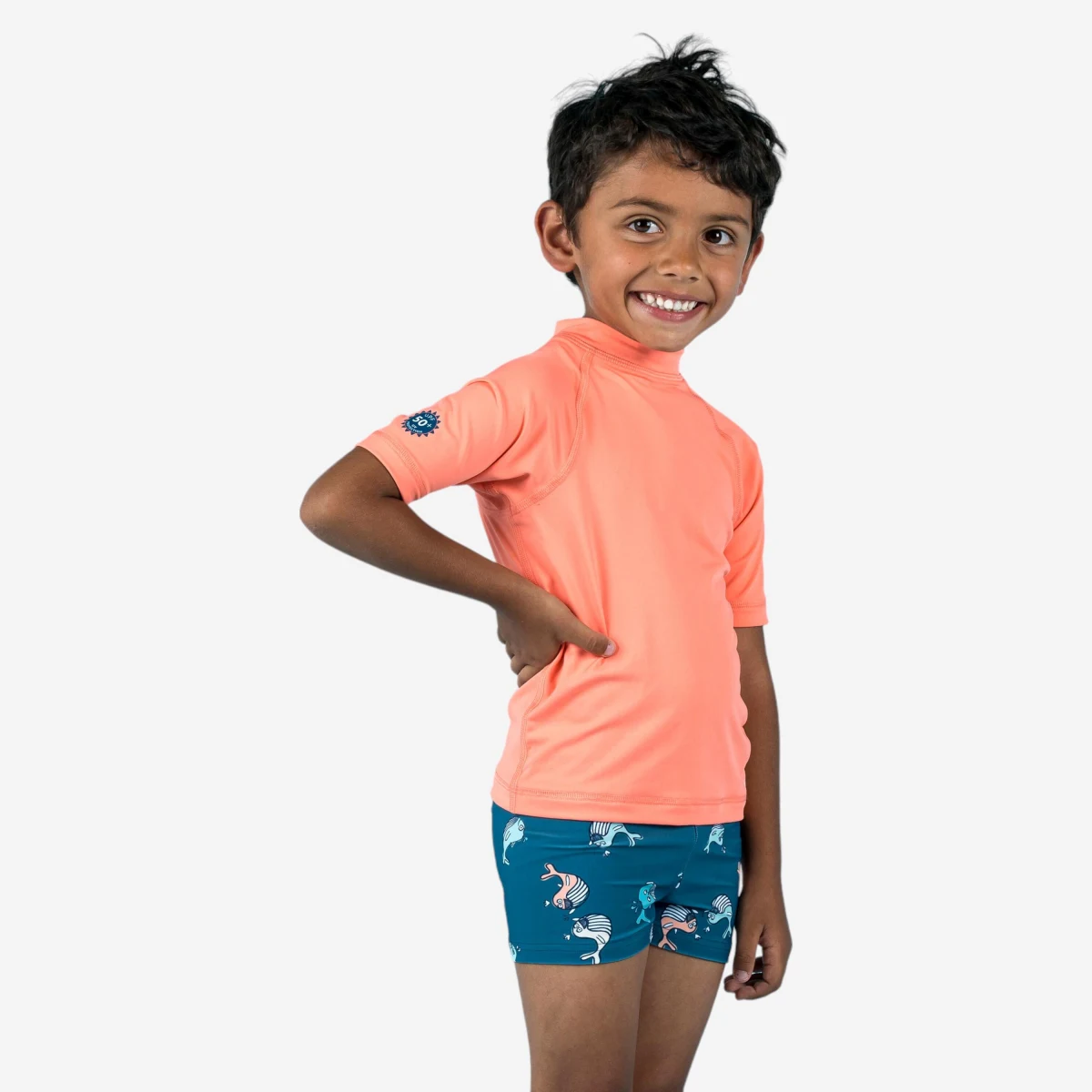 DECATHLON Detské tričko s UV ochranou koralové 4-5 r (103-112 cm) · záber 1
