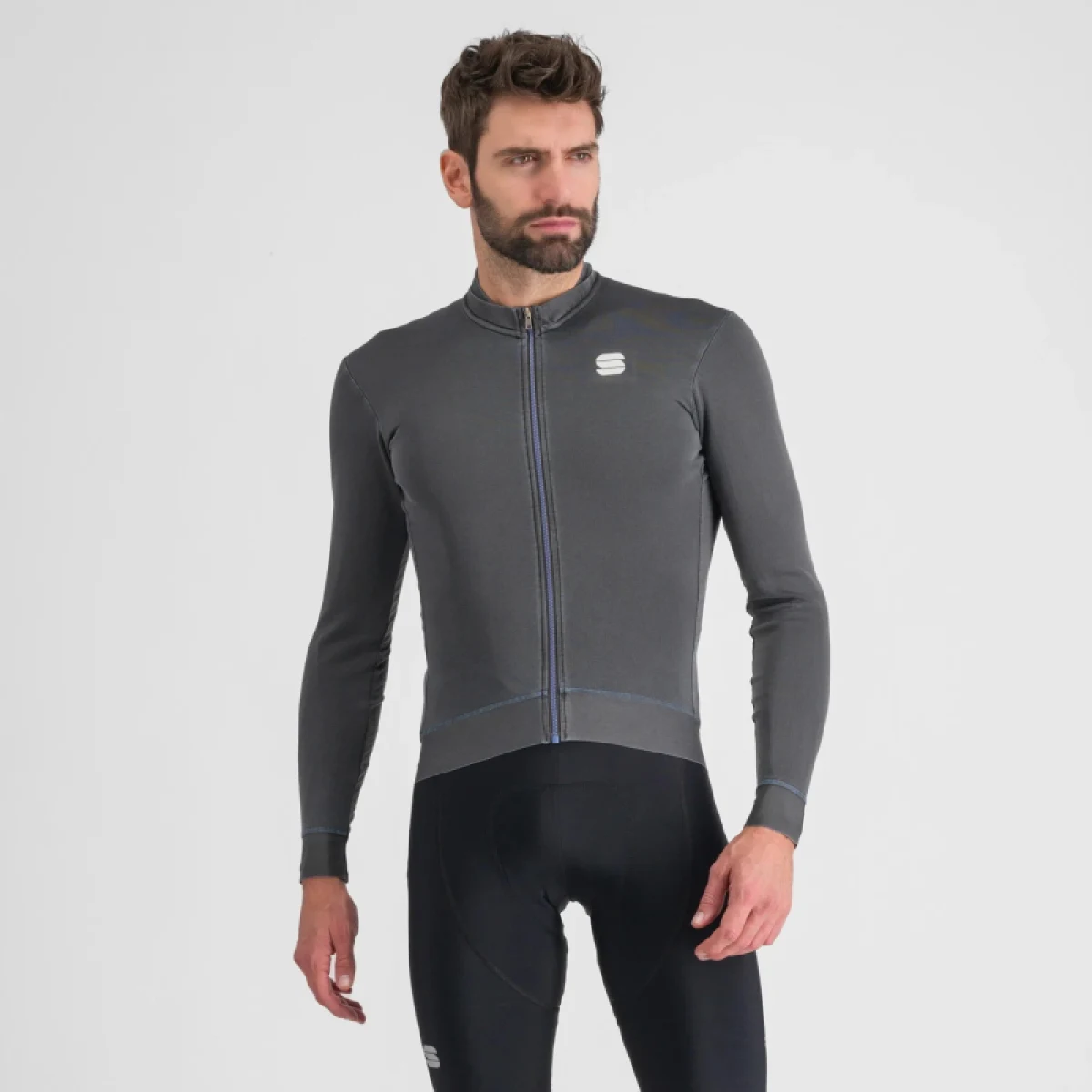 Pánský cyklistický dres s dlouhým rukávem SPORTFUL Monocrom thermal jersey, anthracite · záber 2