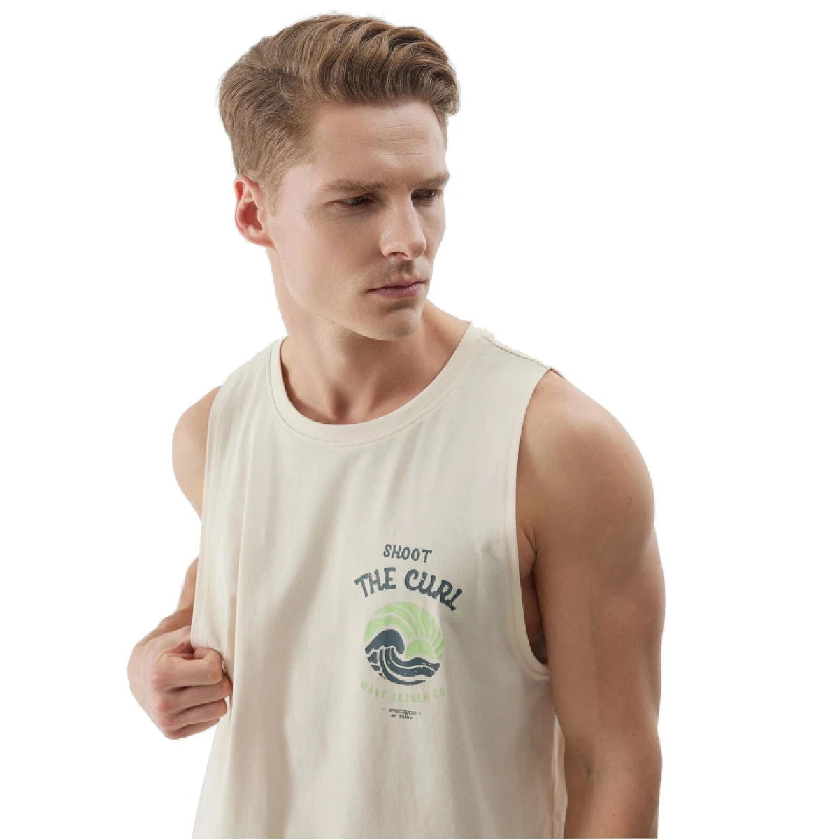 Pánske tielko 4F TSHIRT-WSS24TTSHM1319-83S-BEIGE · záber 4