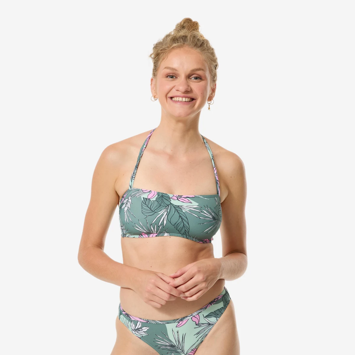 DECATHLON Vrchný diel plaviek Laura Numea bandážový kaki 75C · záber 1