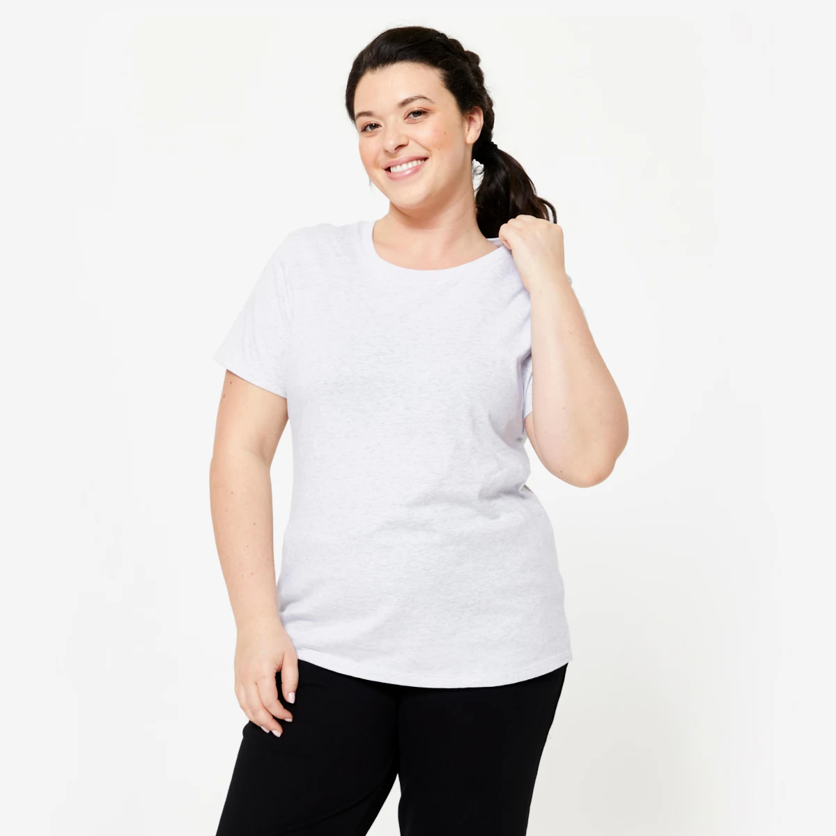 DOMYOS Dámske tričko 500 Essentials na fitness svetlosivé 2XL · záber 1