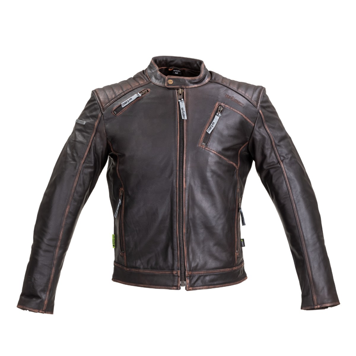 Kožená moto bunda W-TEC Embracer - Veľkosť: M | Farba: Hnedá · záber 1