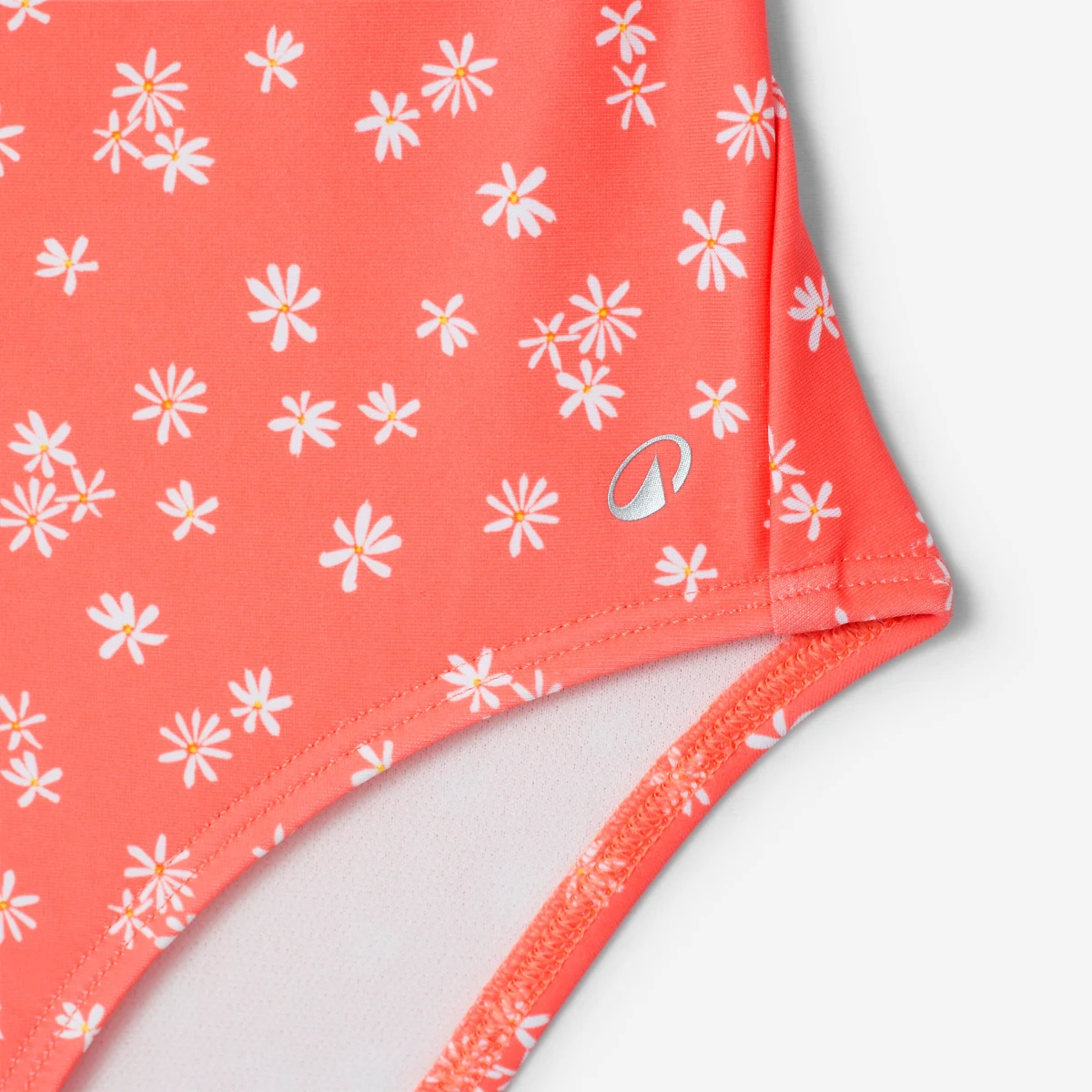 DECATHLON Dievčenské jednodielne plavky Lila Daisy koralové 5-6 r (113-122 cm) · záber 2