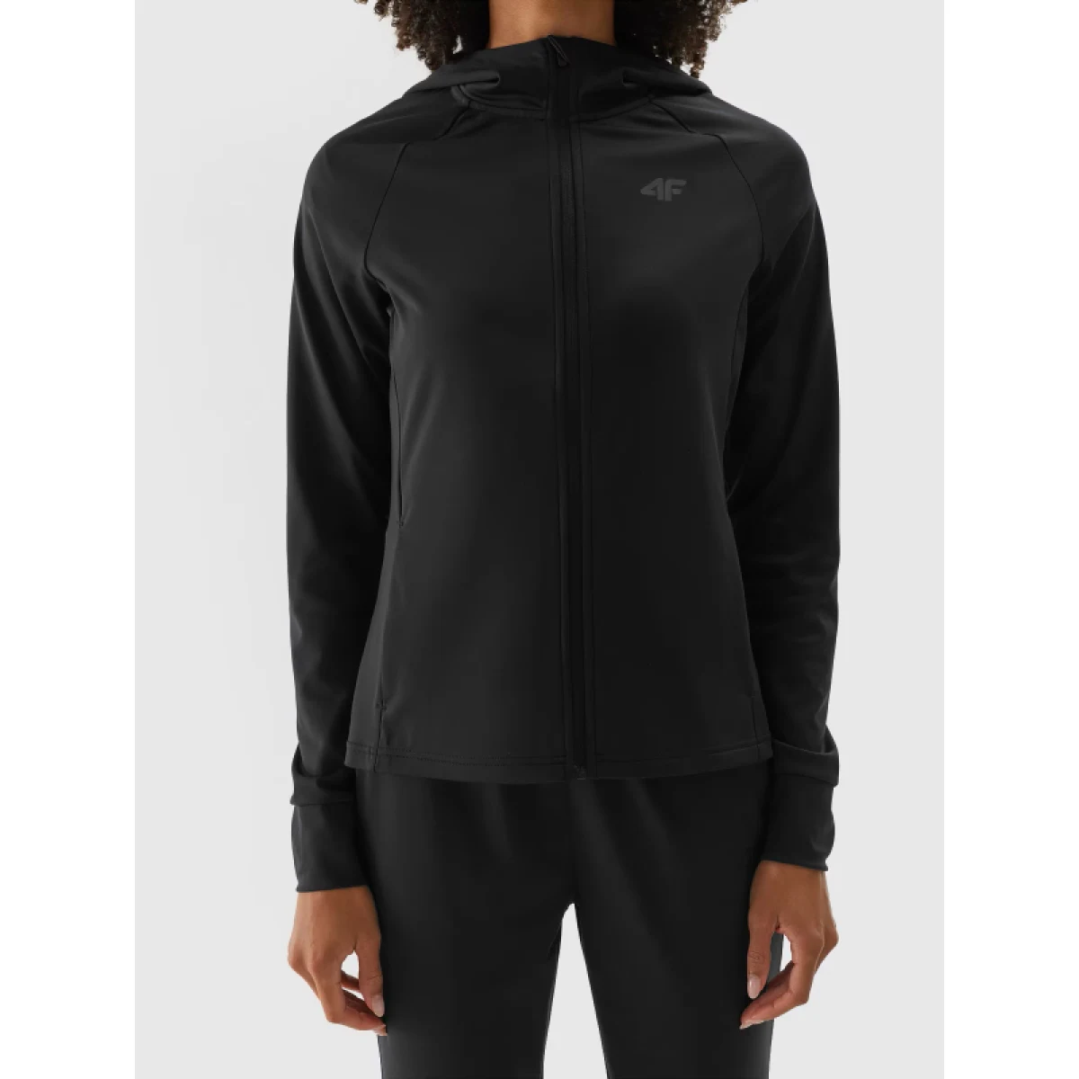 Dámská zateplená tréninková mikina se zipem 4F SWEATSHIRT FNK-WAW24TFSWF406-20S-DEEP BLACK · záber 5