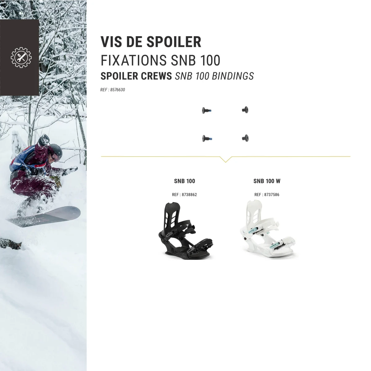 DREAMSCAPE Skrutky a matice na spojler pre snowboardové viazanie typu SNB 100 bez · záber 2