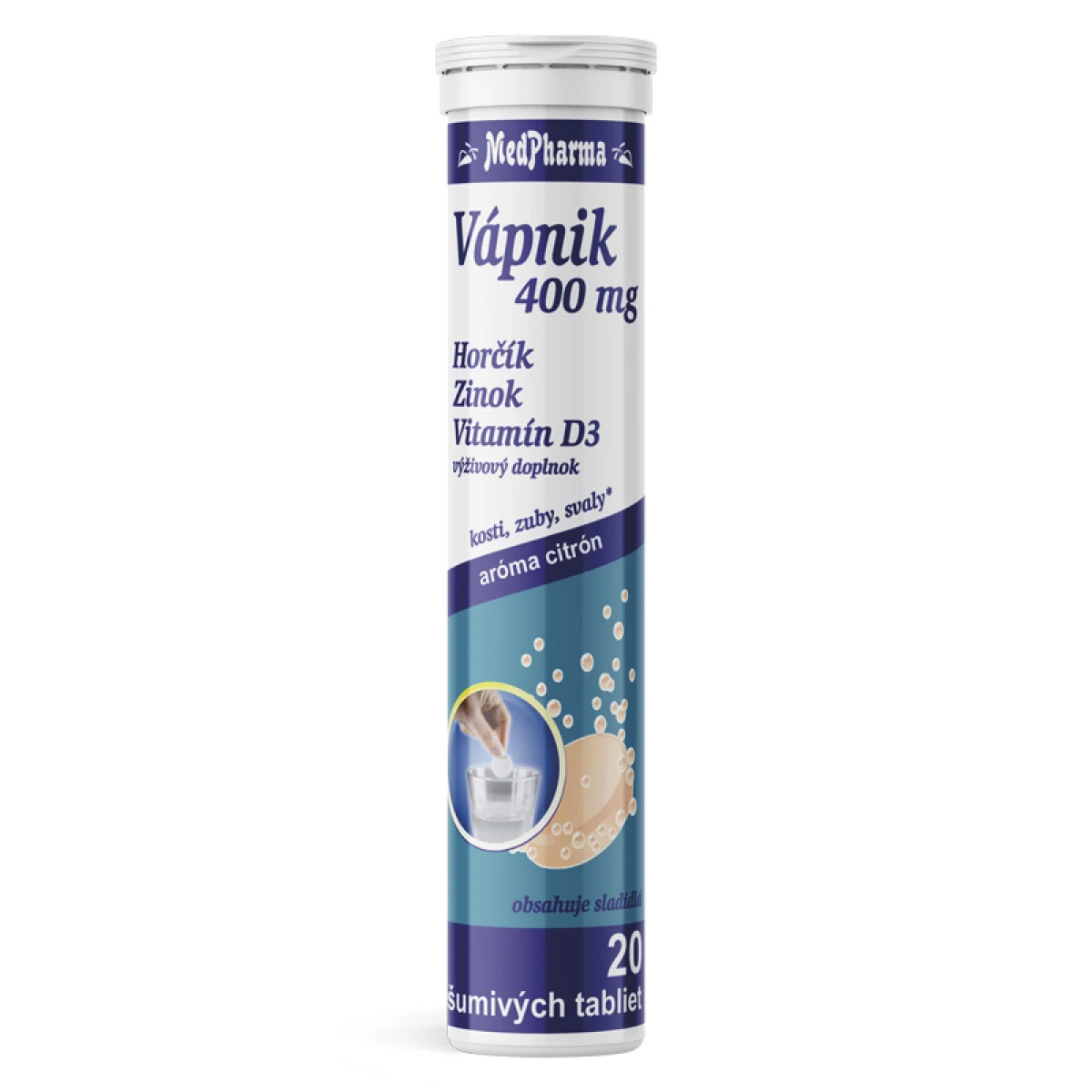 MedPharma Vápník 400 mg Mg + Zn + vit. D 20 šumivých tabliet · záber 1