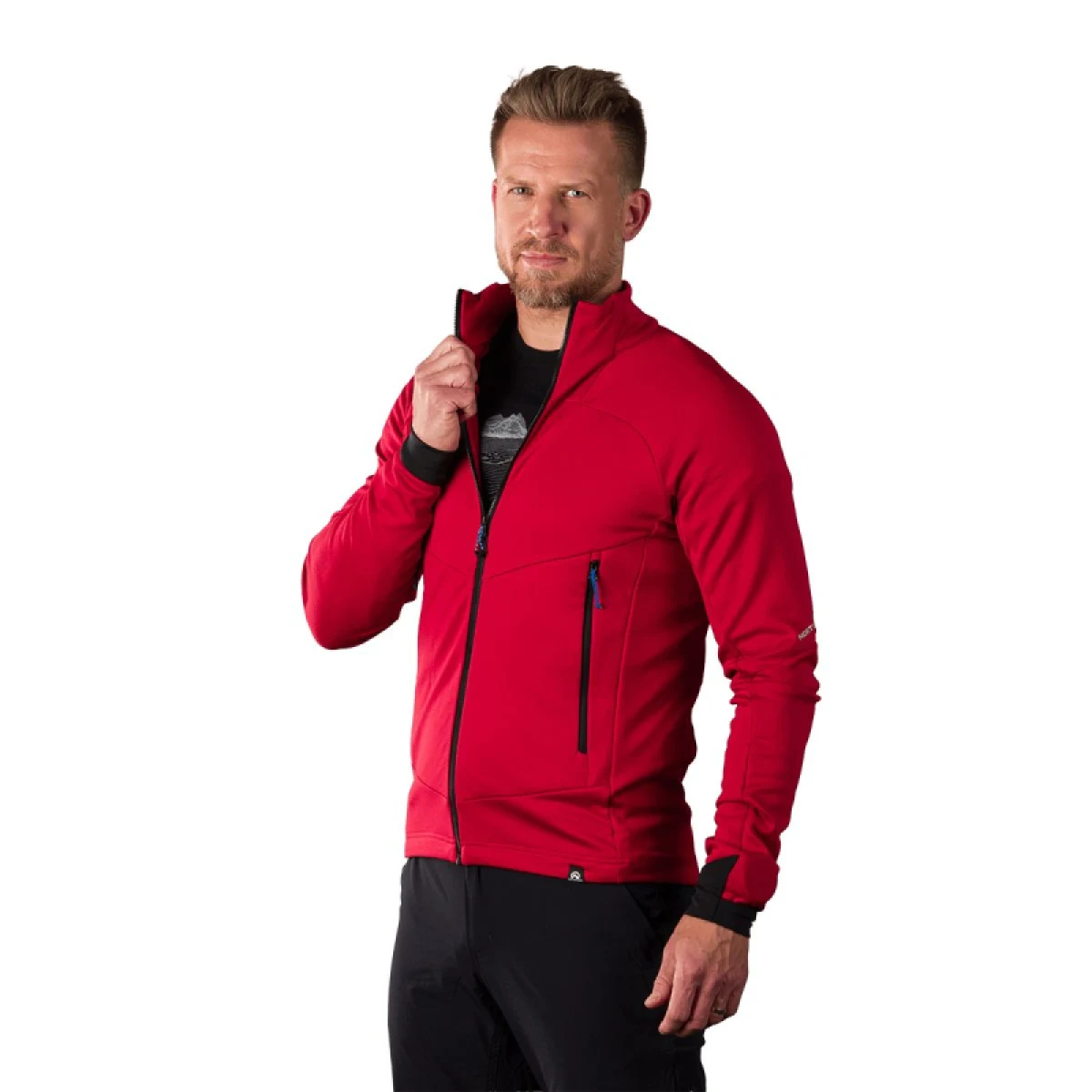 Pánska turistická flisová mikina so zipsom NORTHFINDER JACINTO-360red · záber 2