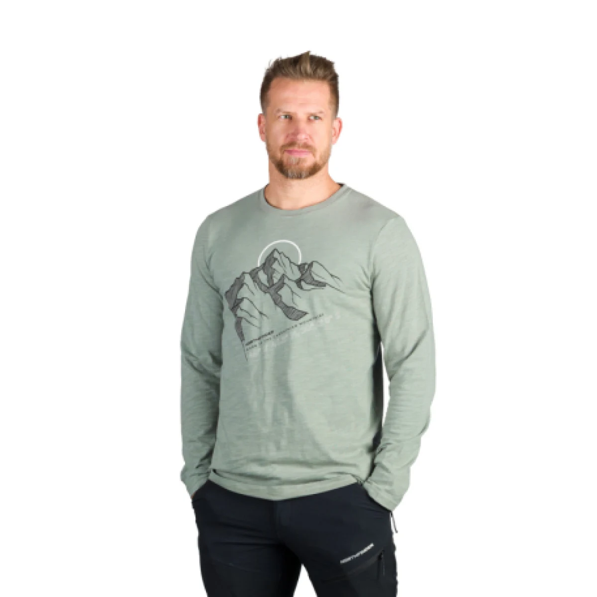 Pánske turistické tričko s dlhým rukávom NORTHFINDER DARU-333lightgreen · záber 1