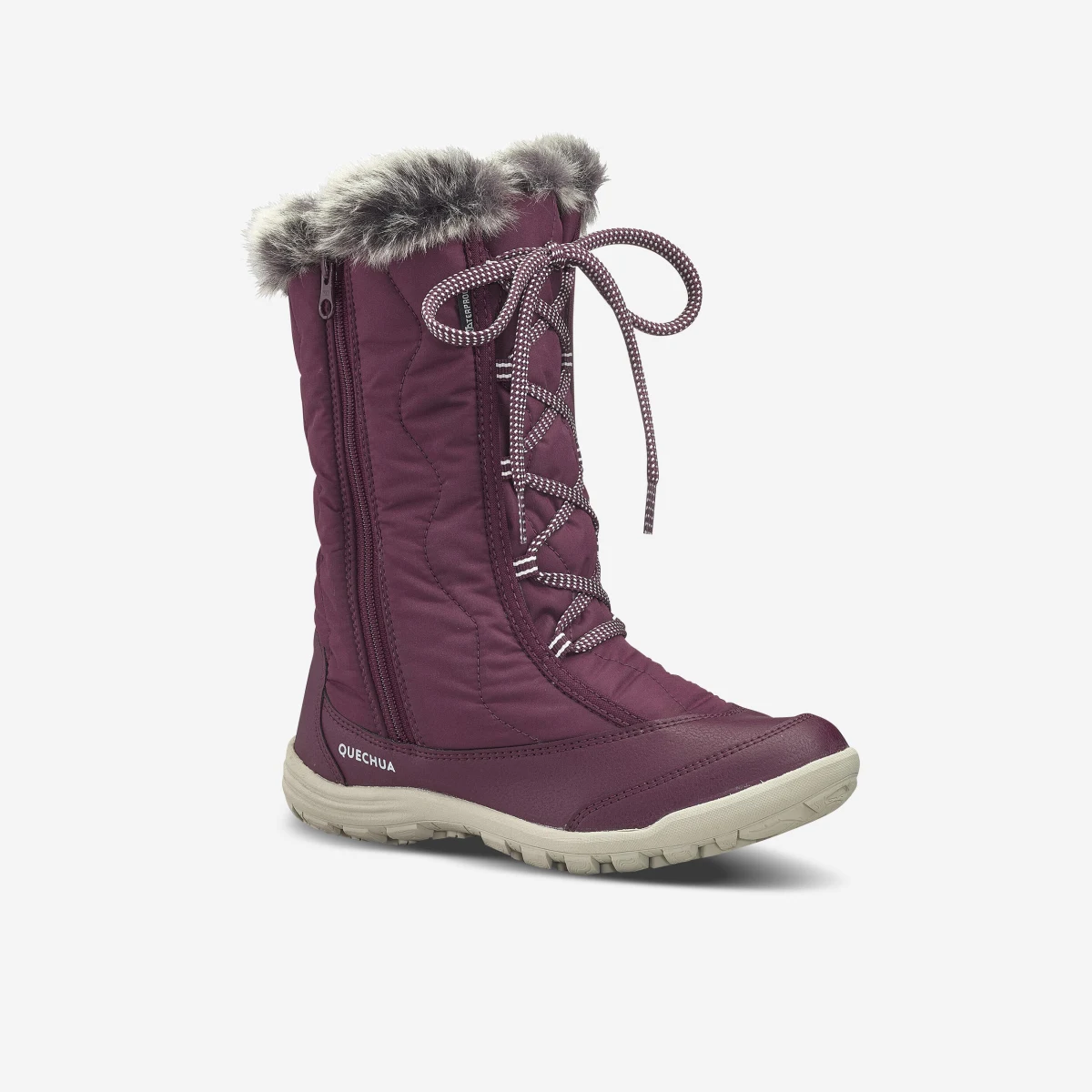 QUECHUA Detské nepremokavé turistické čižmy SH100 30-38 zips fialové 34 · záber 1